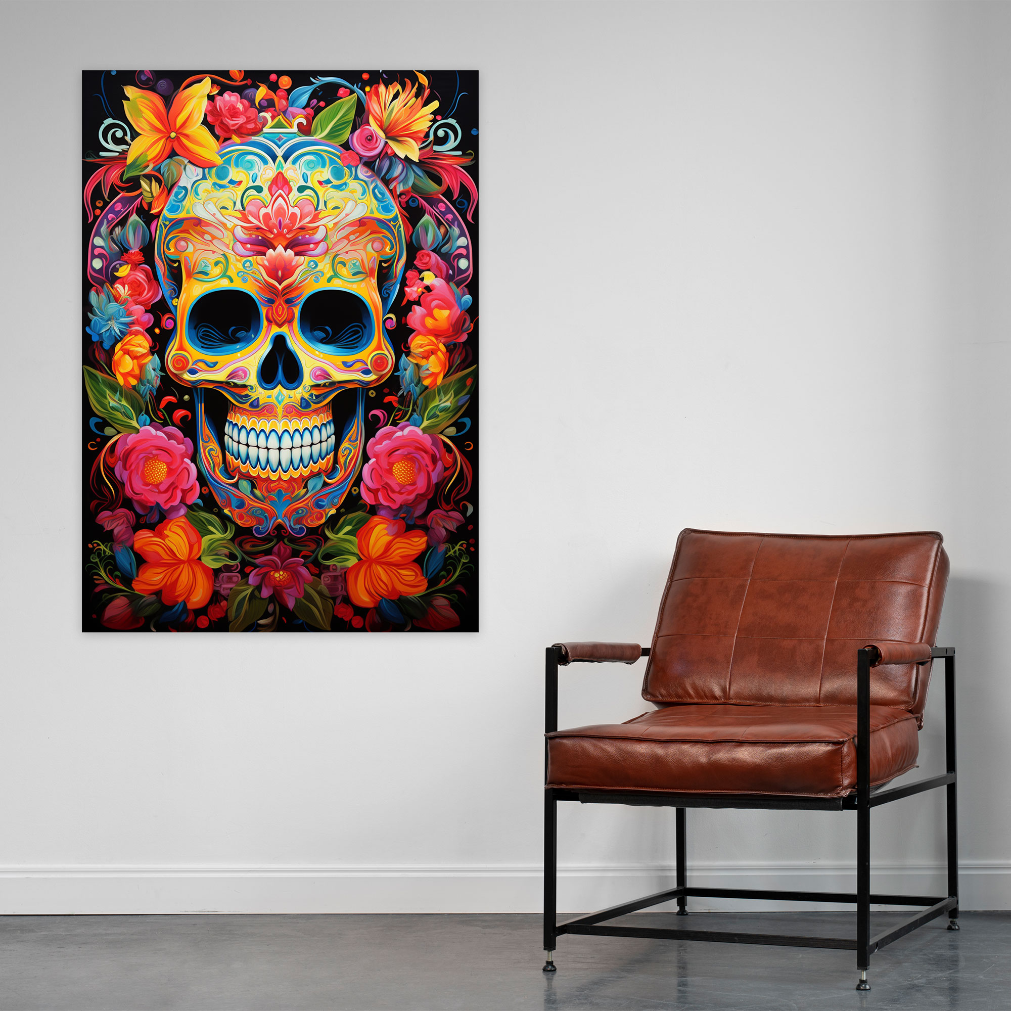 Los Muertos Canvas Print - Los Muertos, Home Decoration, Flowers, Mexican Skull Art