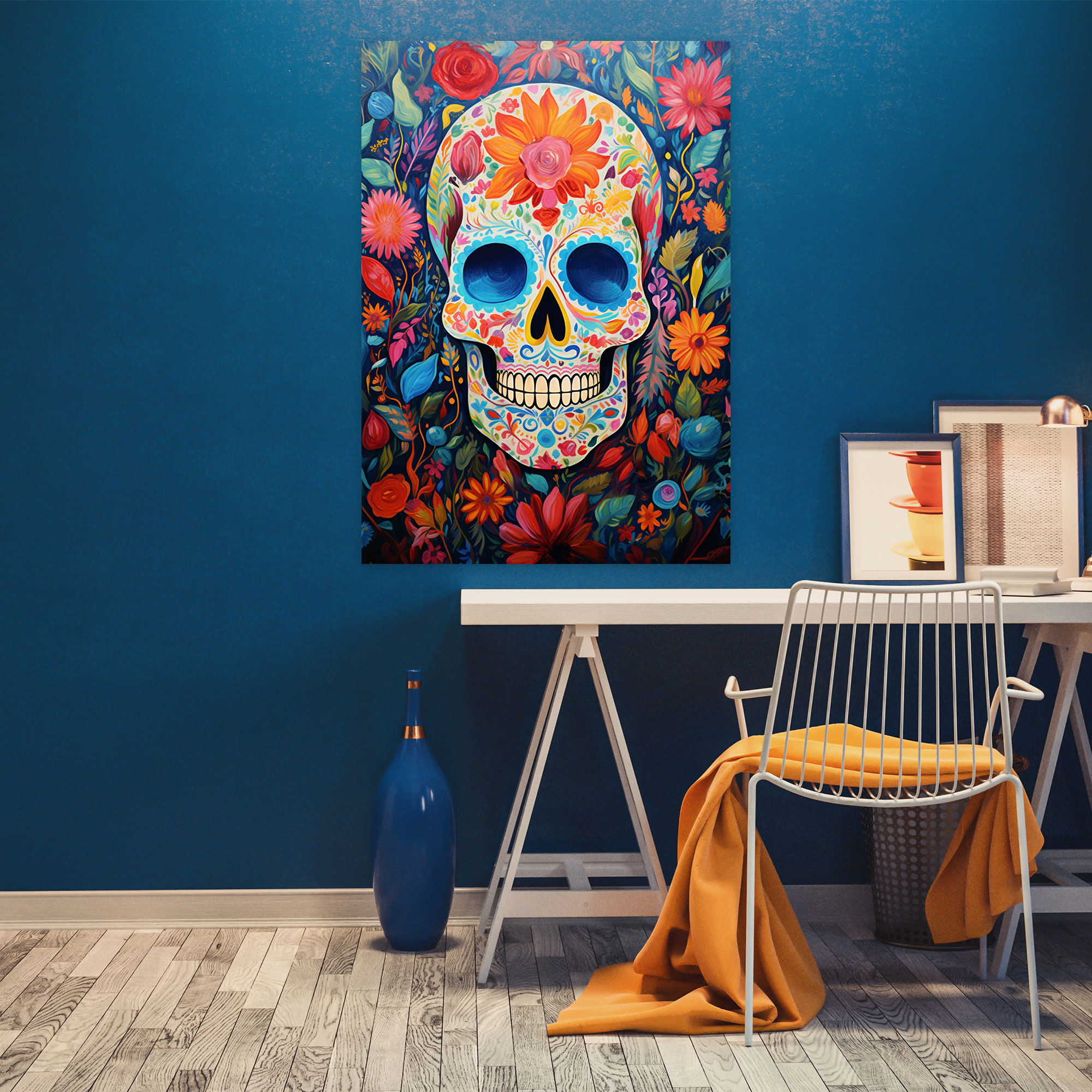Los Muertos Canvas Print - Los Muertos, Mexican Tradition, Wall Decoration, Skull Painting
