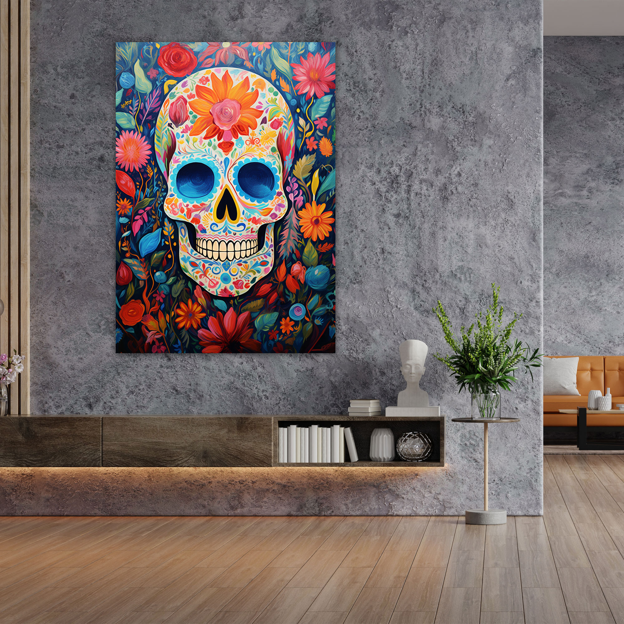 Los Muertos Canvas Print - Los Muertos, Mexican Tradition, Wall Decoration, Skull Painting