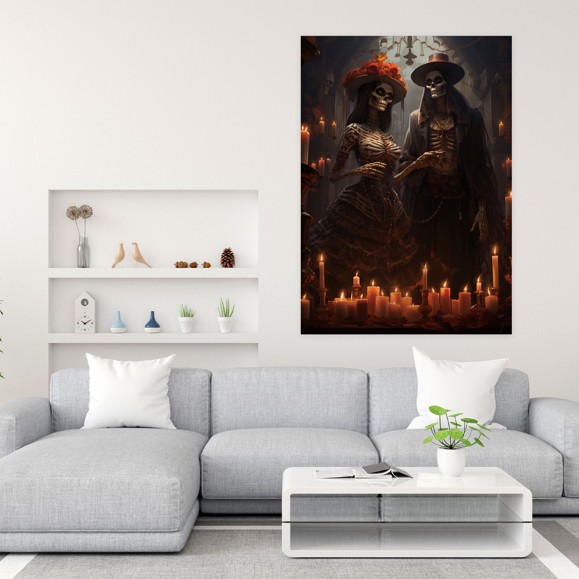 Dia De Los Muertos Canvas Print - Los Muertos, Candle-Lit Altars, Home Decoration, Canvas Wall Art