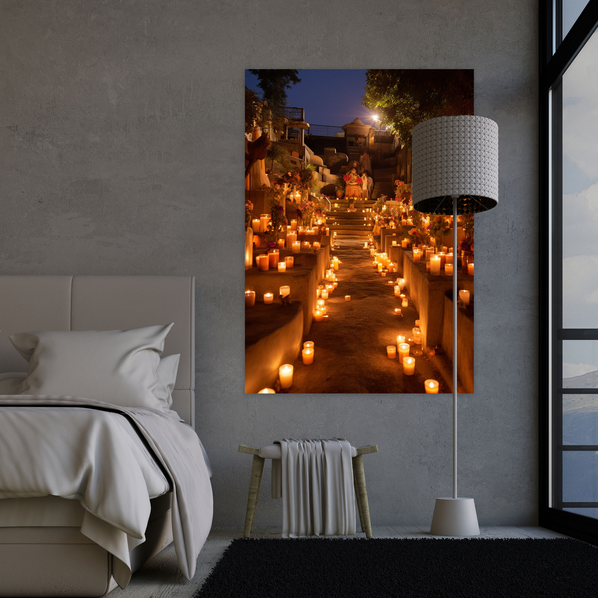 Mexican Cemetery Canvas Print - Los Muertos, Los Muertos, Colorful Decorations, Home Decoration