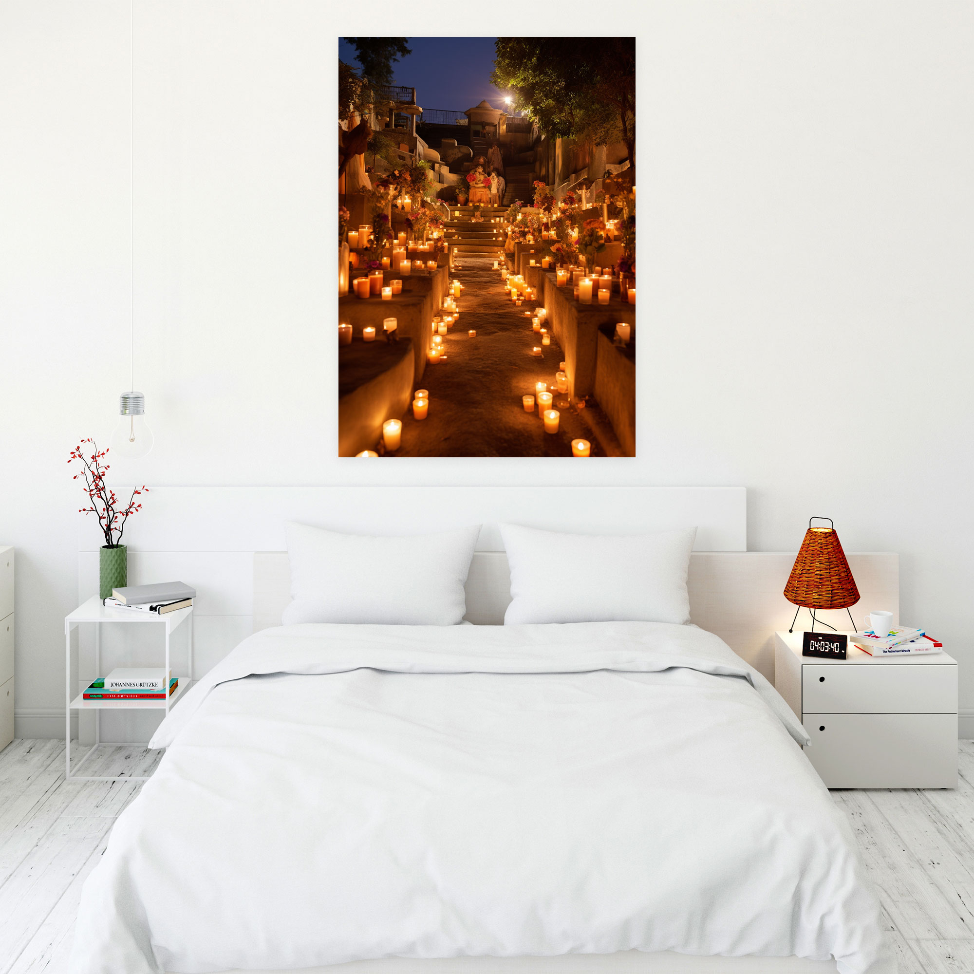 Mexican Cemetery Canvas Print - Los Muertos, Los Muertos, Colorful Decorations, Home Decoration