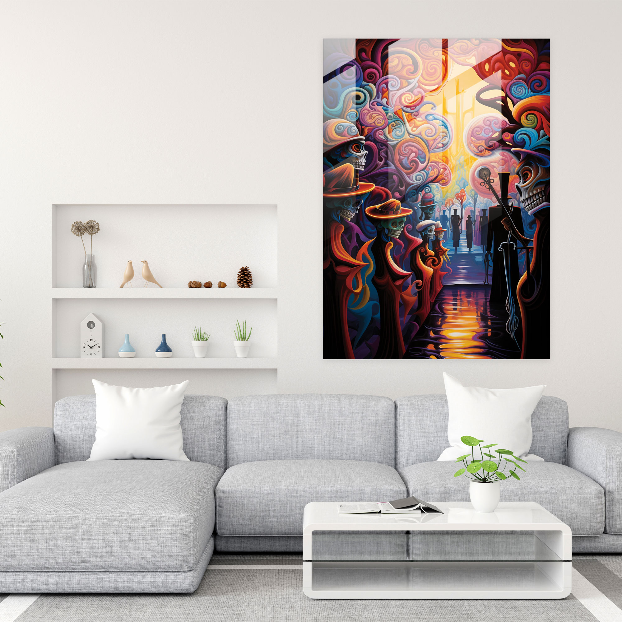 Dia De Los Muertos Glass Wall Art - Los Muertos, Wall Decoration, Dia De Los Muertos, Glass Wall Art
