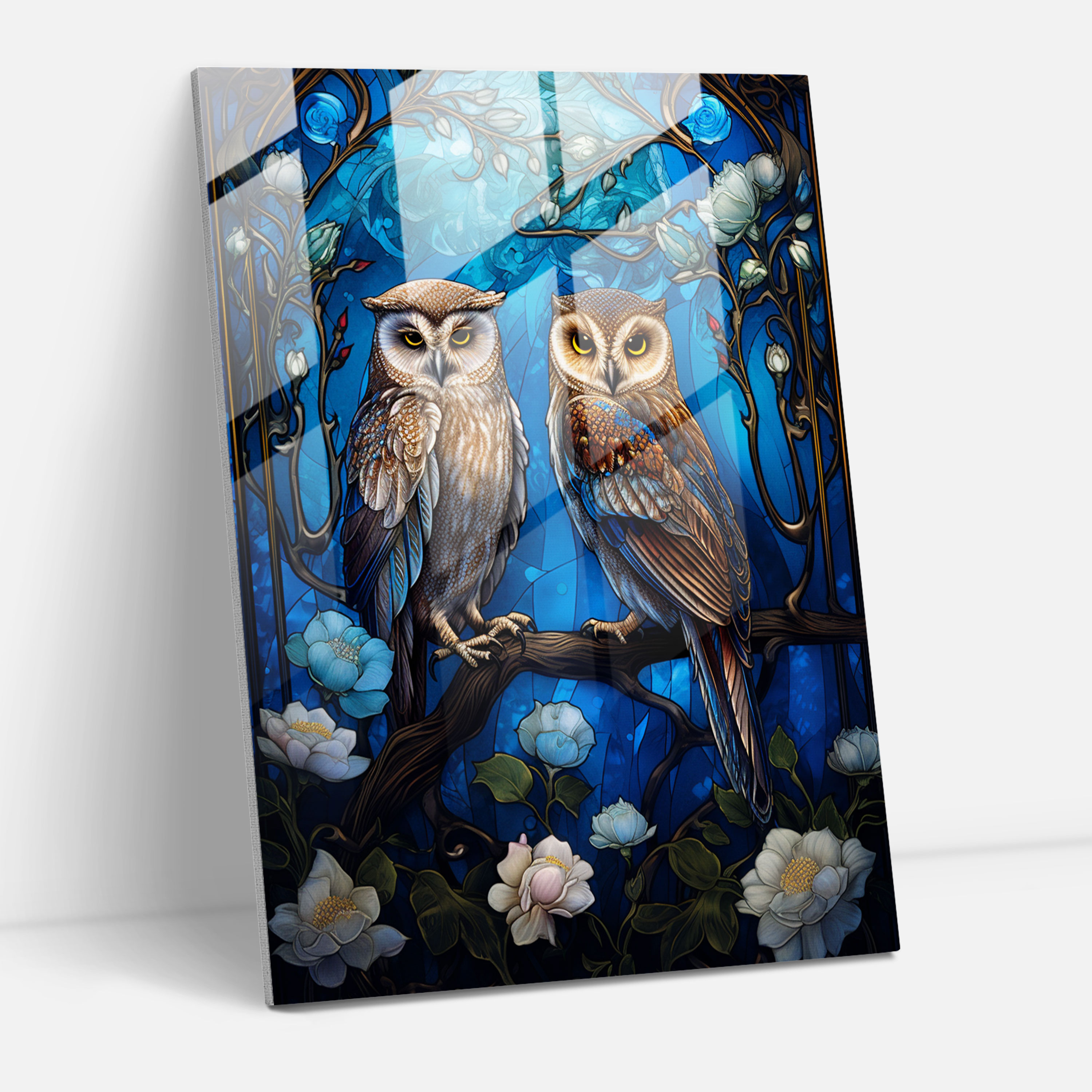 Mystical Owl Glass Print - Los Muertos, Glass Wall Art, Los Muertos, Home Decoration