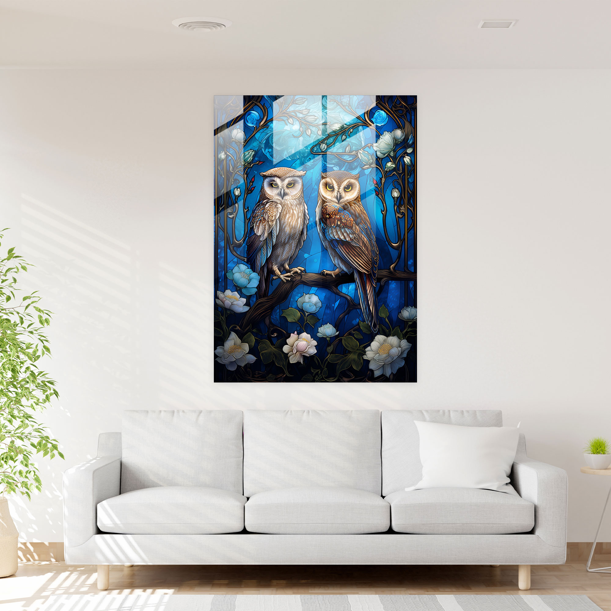 Mystical Owl Glass Print - Los Muertos, Glass Wall Art, Los Muertos, Home Decoration