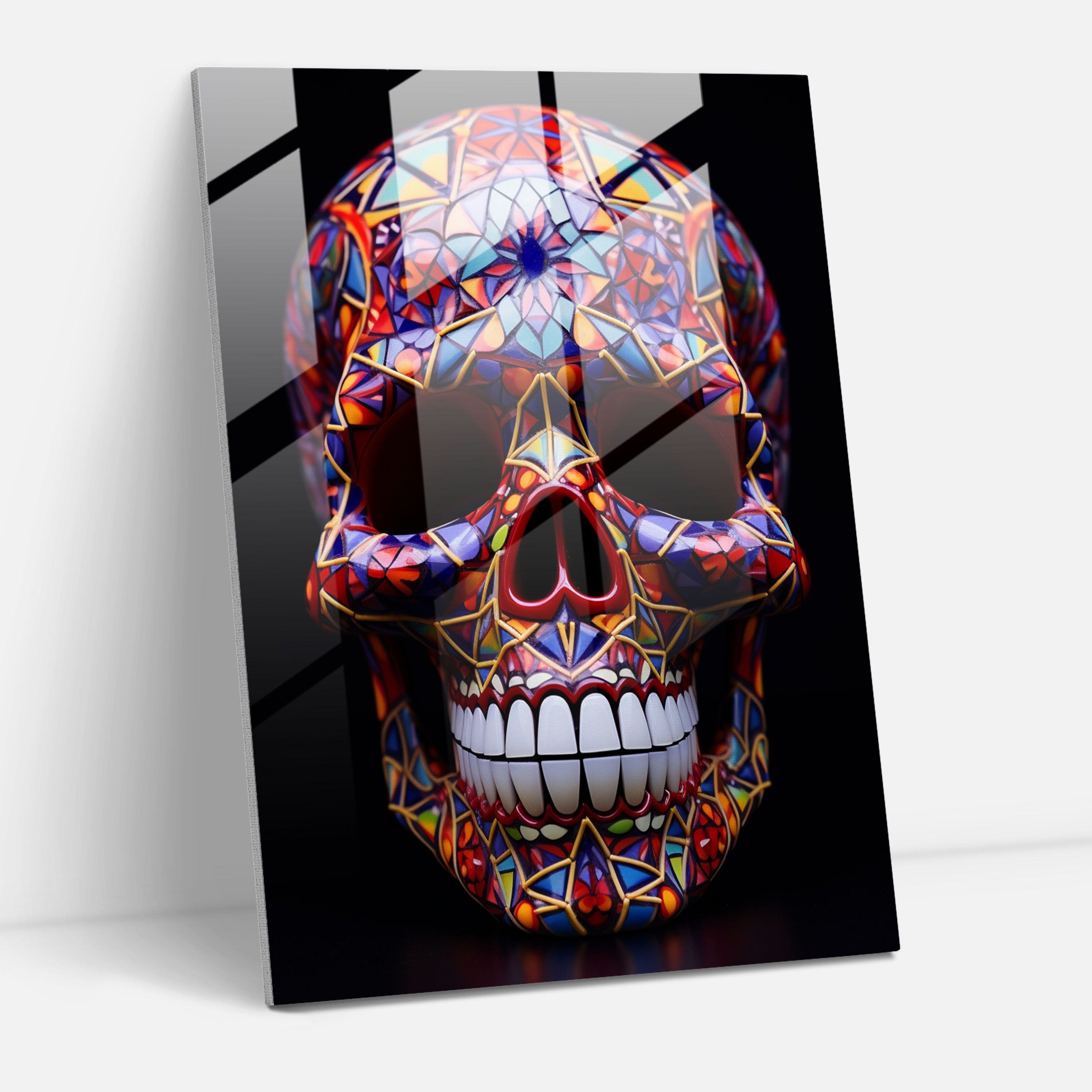 Symmetrical Calavera Glass Print - Los Muertos, Glass Wall Art, Los Muertos, Wall Decoration