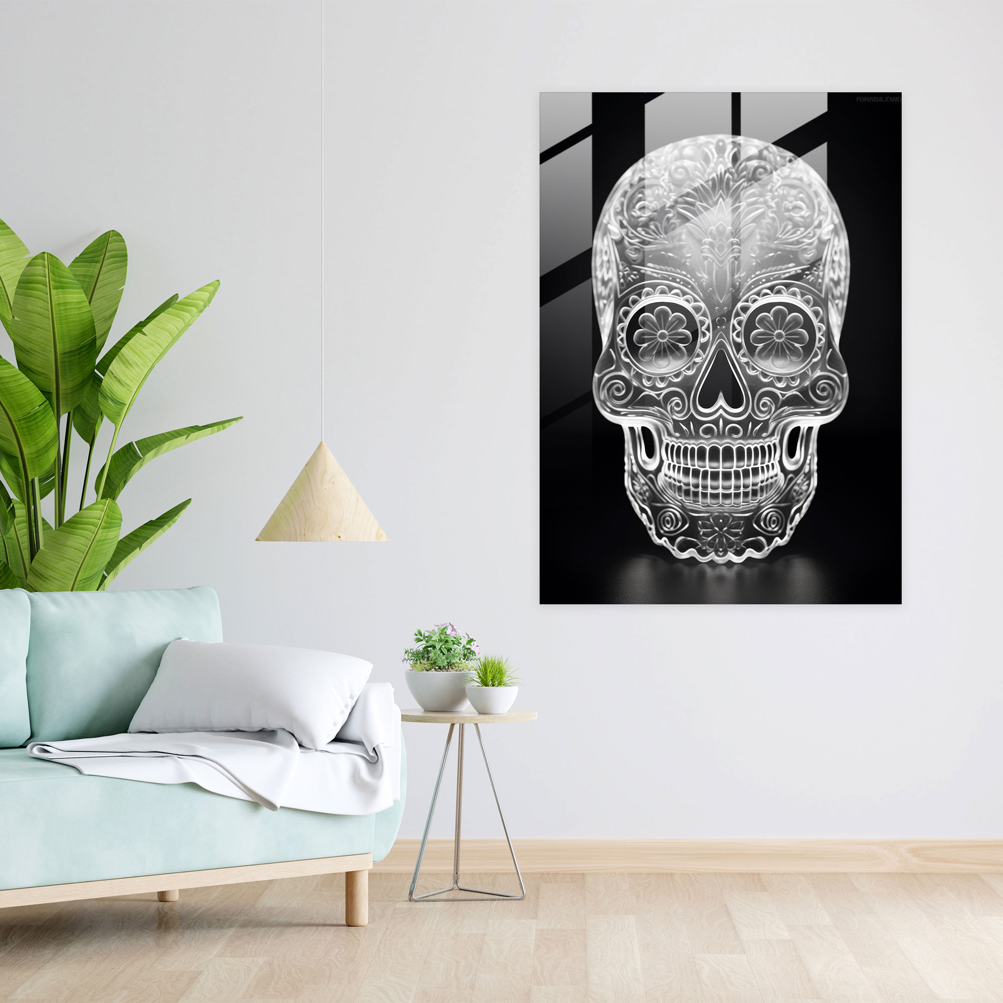 Refined Sugar Skull Glass Print - Los Muertos, Glass Art, Glass Print, Home Decoration