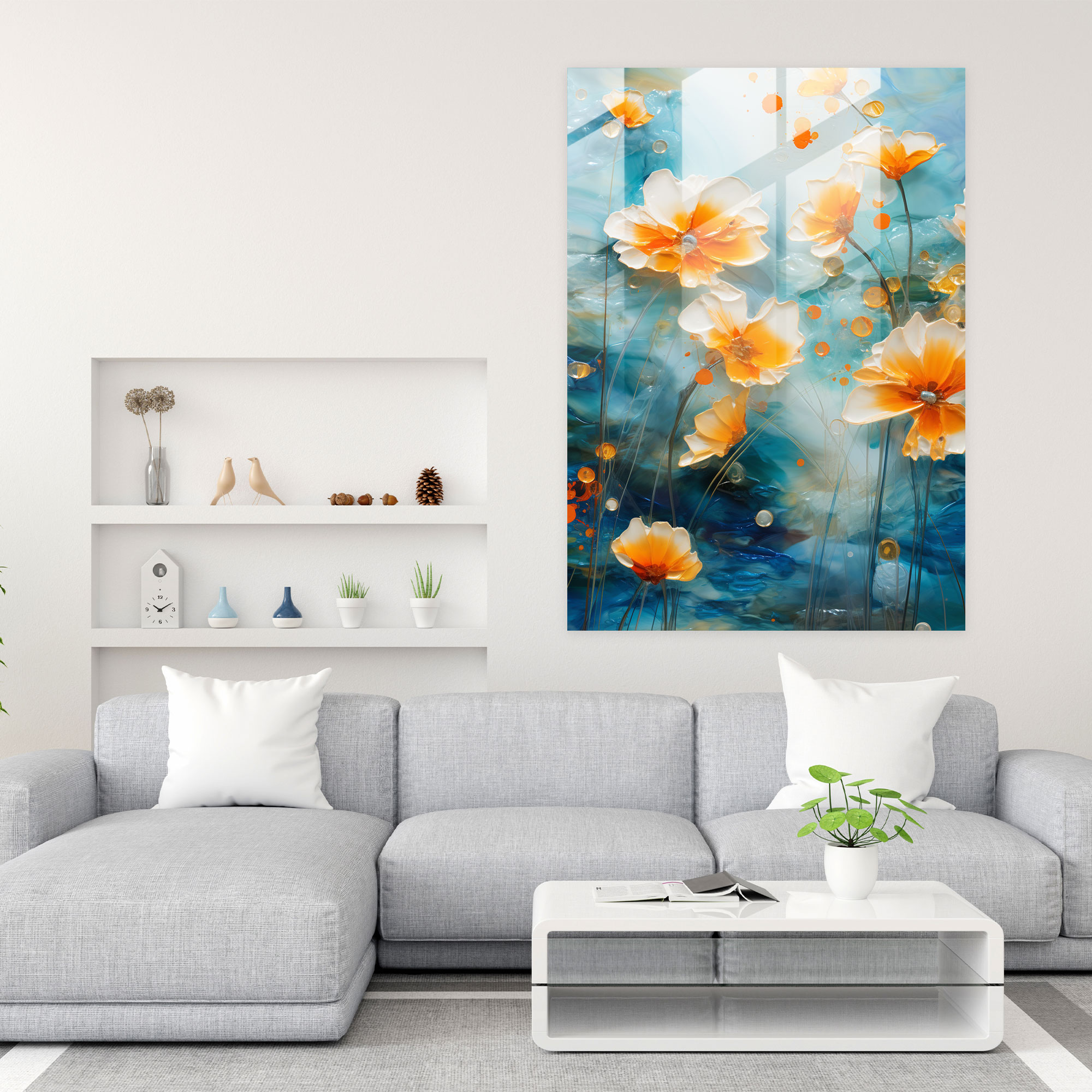 Marigold Landscapes Glass Print - Los Muertos, Impressionist, Vibrant And Expressive Portrayal, Marigold-Filled Landscapes