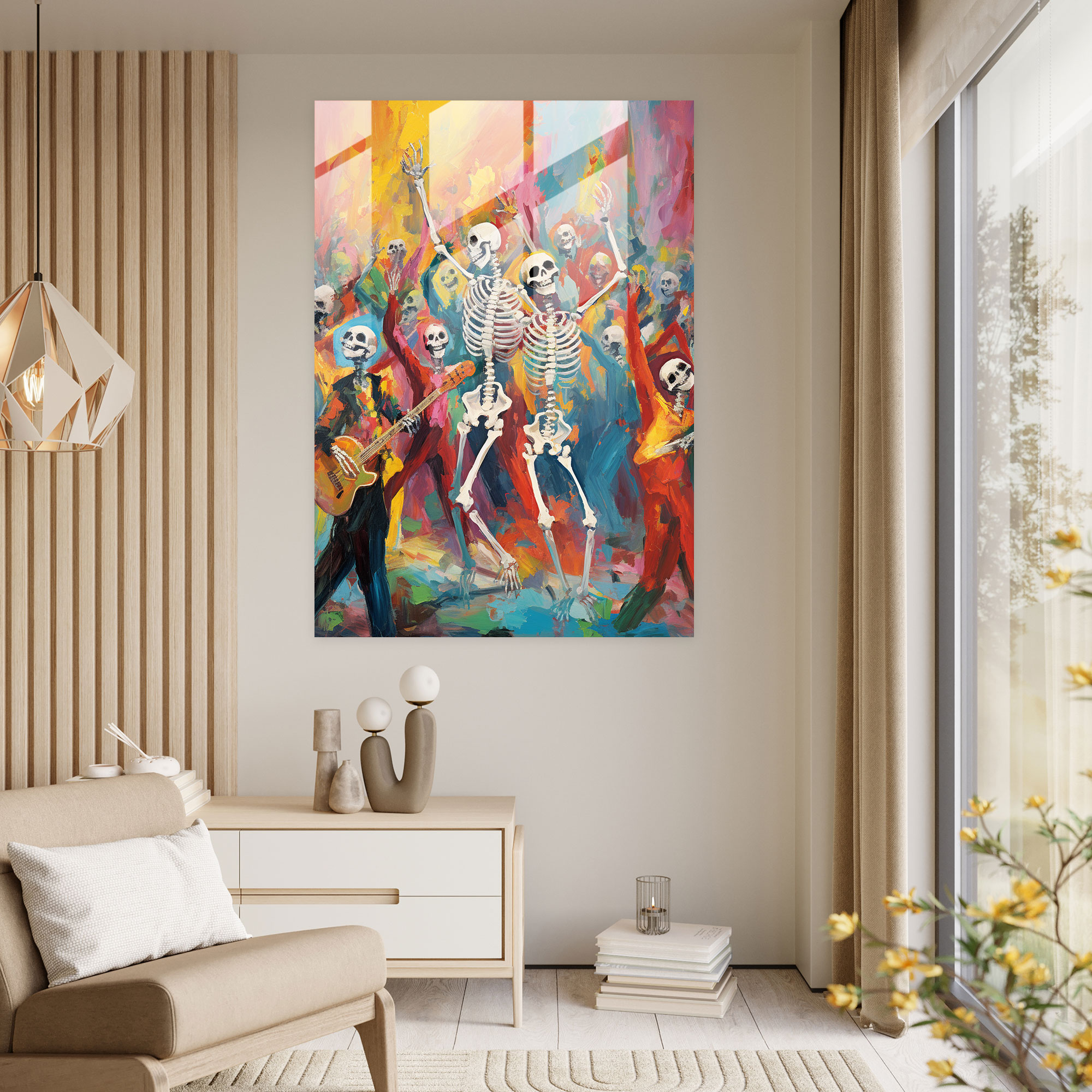 Los Muertos Carnival Glass Print - Los Muertos, Glass Art, Glass Print, Glass Wall Art