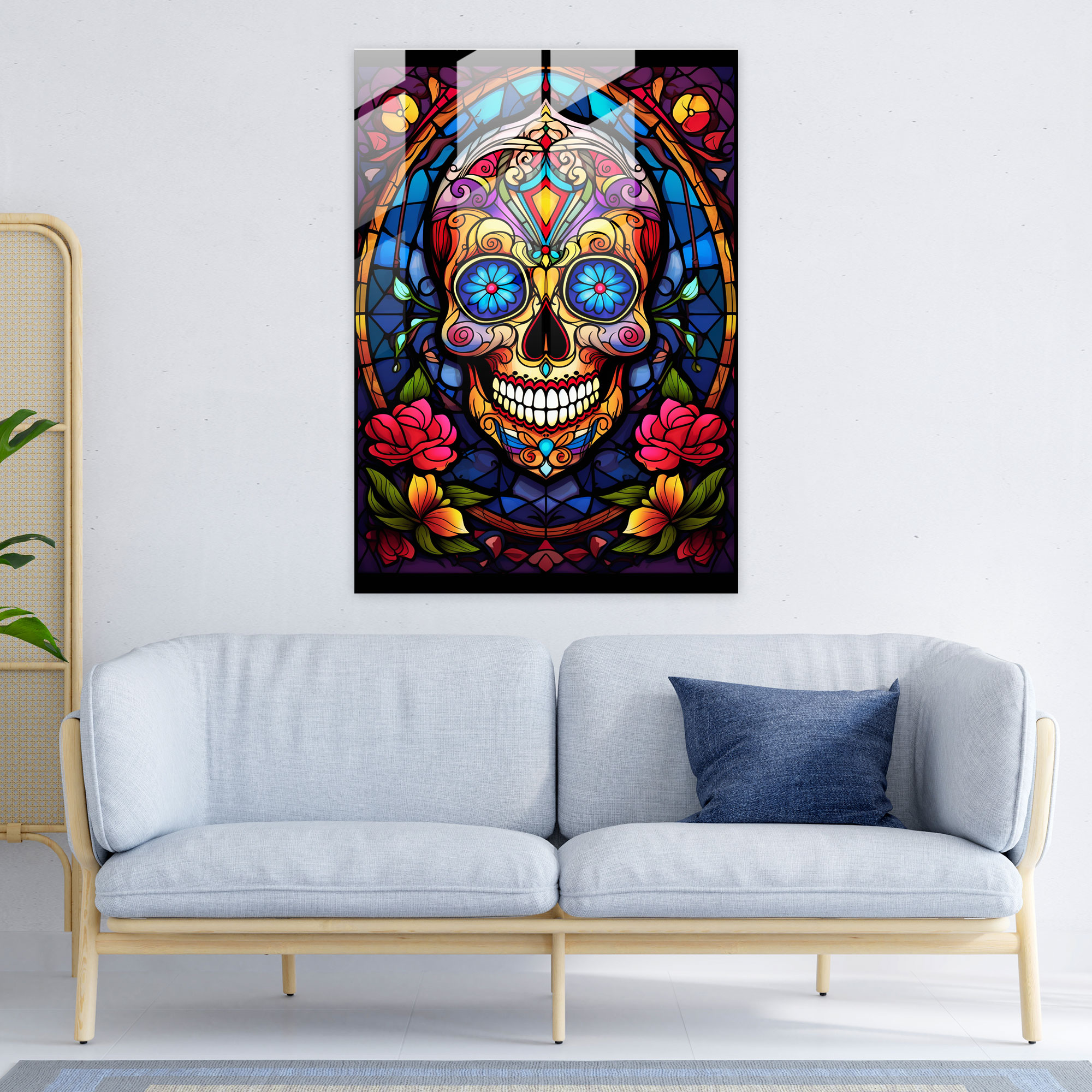 Los Muertos Glass Wall Art - Los Muertos, Wall Decoration, Los Muertos, Sugar Skull