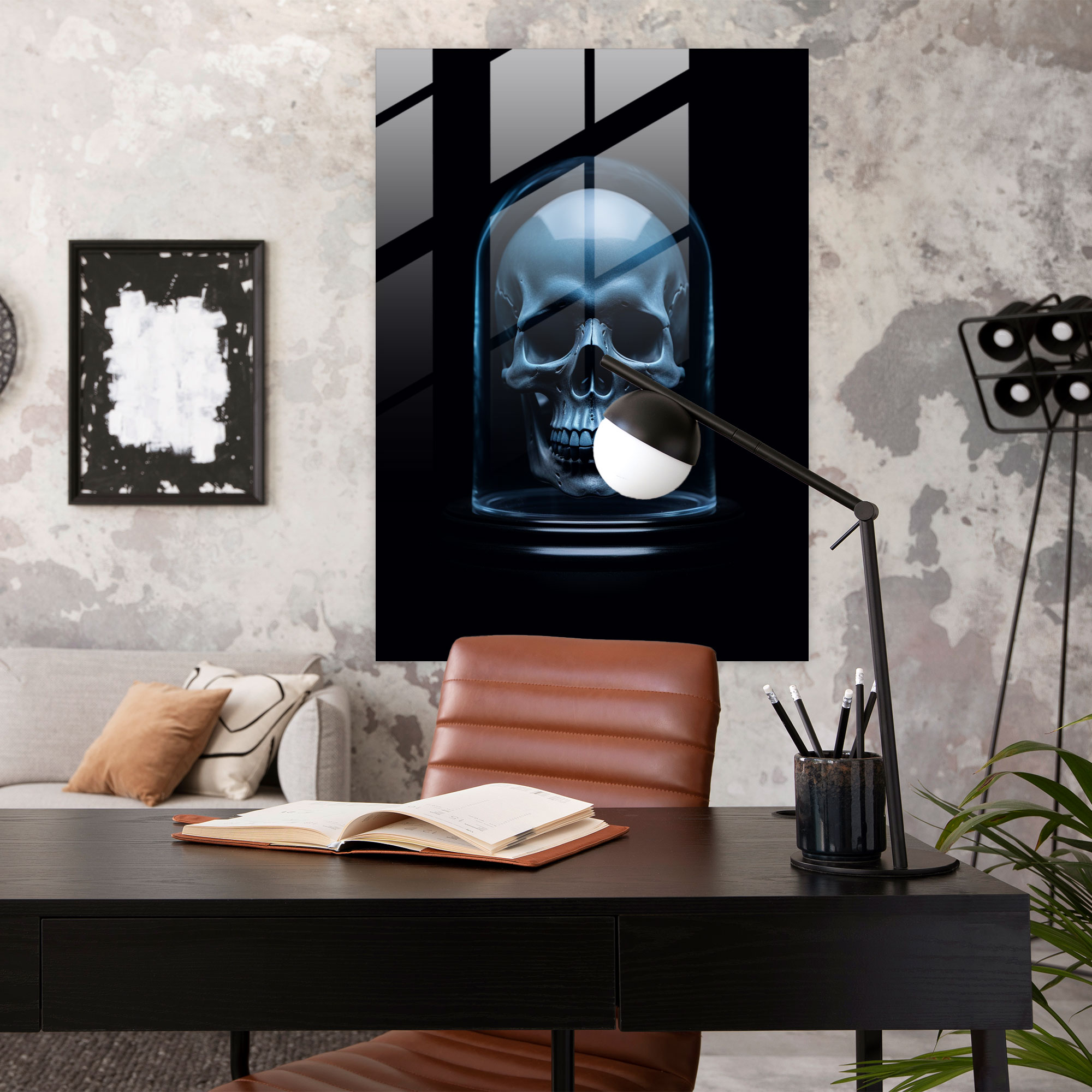 Los Muertos Glass Silhouette - Los Muertos, Glass Print, Solid Background, Home Decoration
