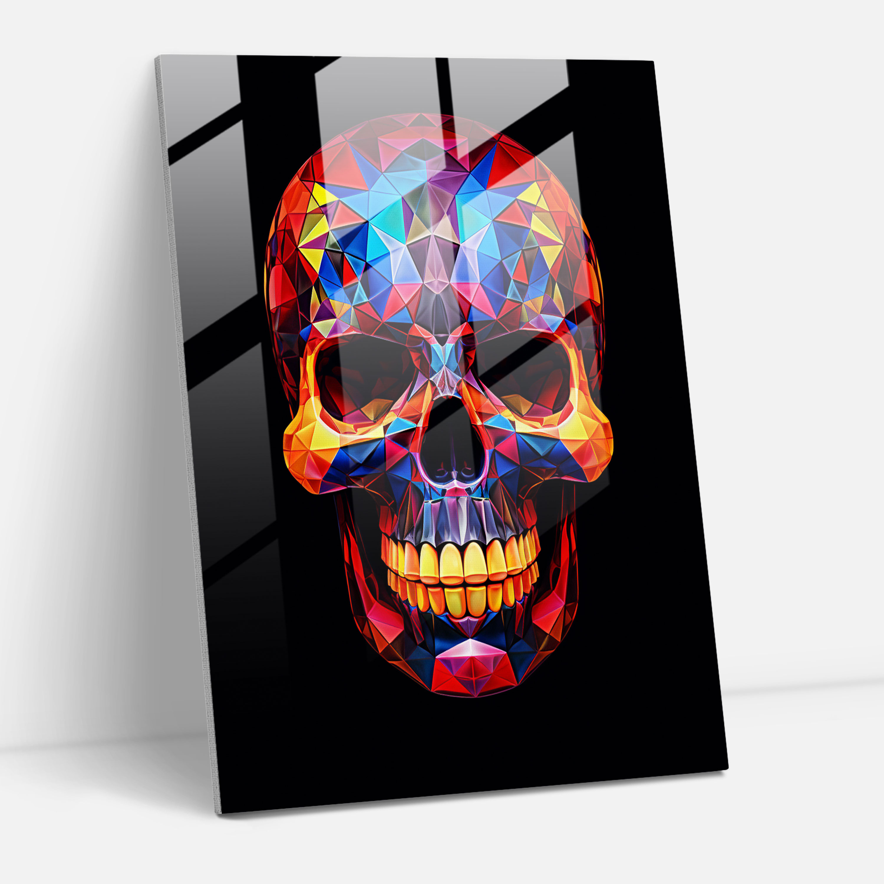 Los Muertos Geometrik Cam Tablo - Canlı iskelet şekilleri Ev Dekorasyonu Duvar Dekorasyonu