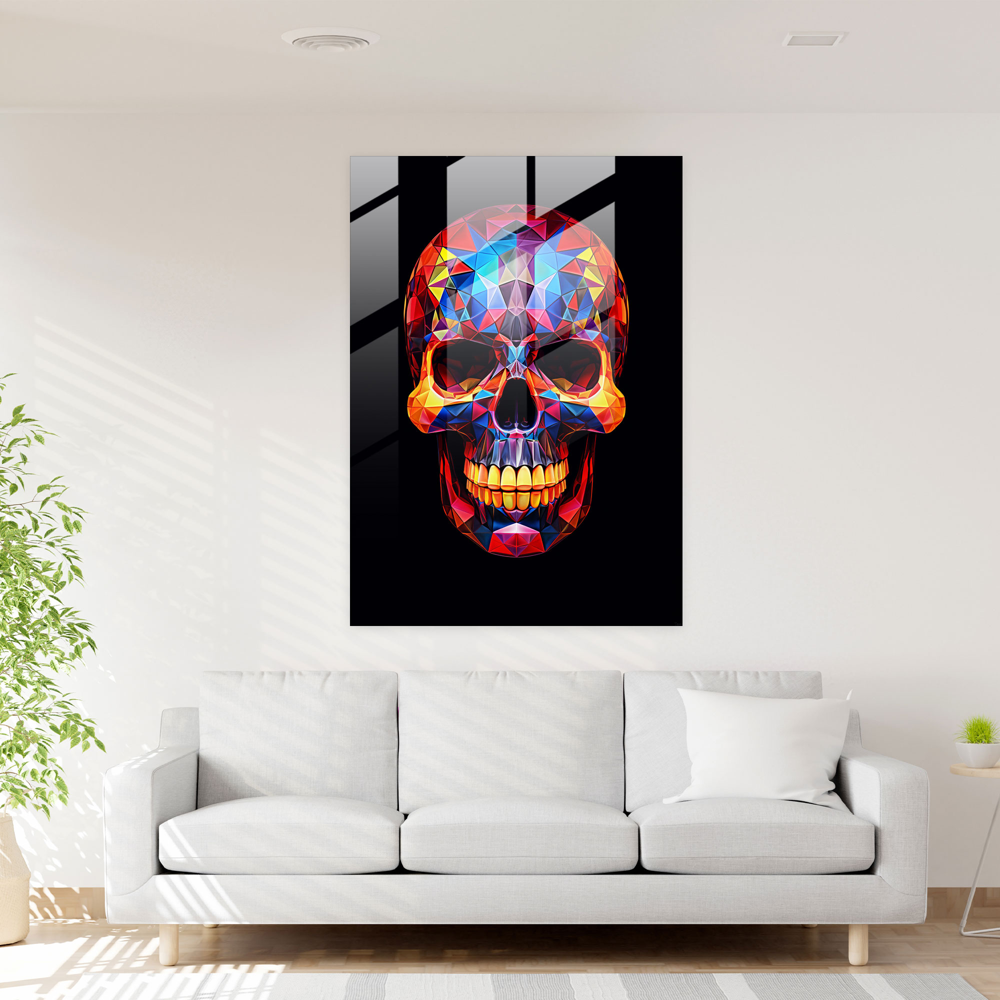 Los Muertos Geometrik Cam Tablo - Canlı iskelet şekilleri Ev Dekorasyonu Duvar Dekorasyonu