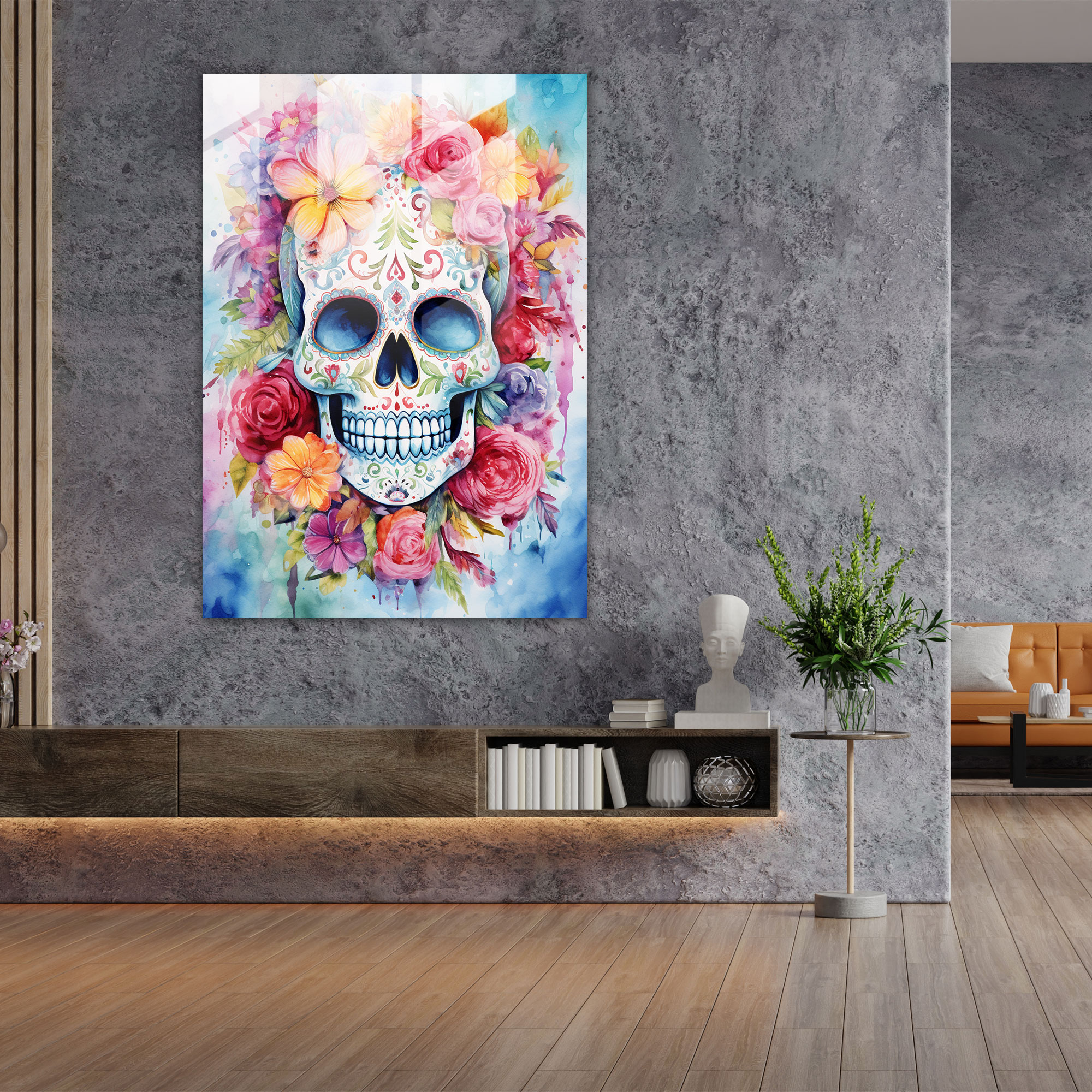 Los Muertos Glass Print - Los Muertos, Sugar Skull, Wall Decoration, Glass Print