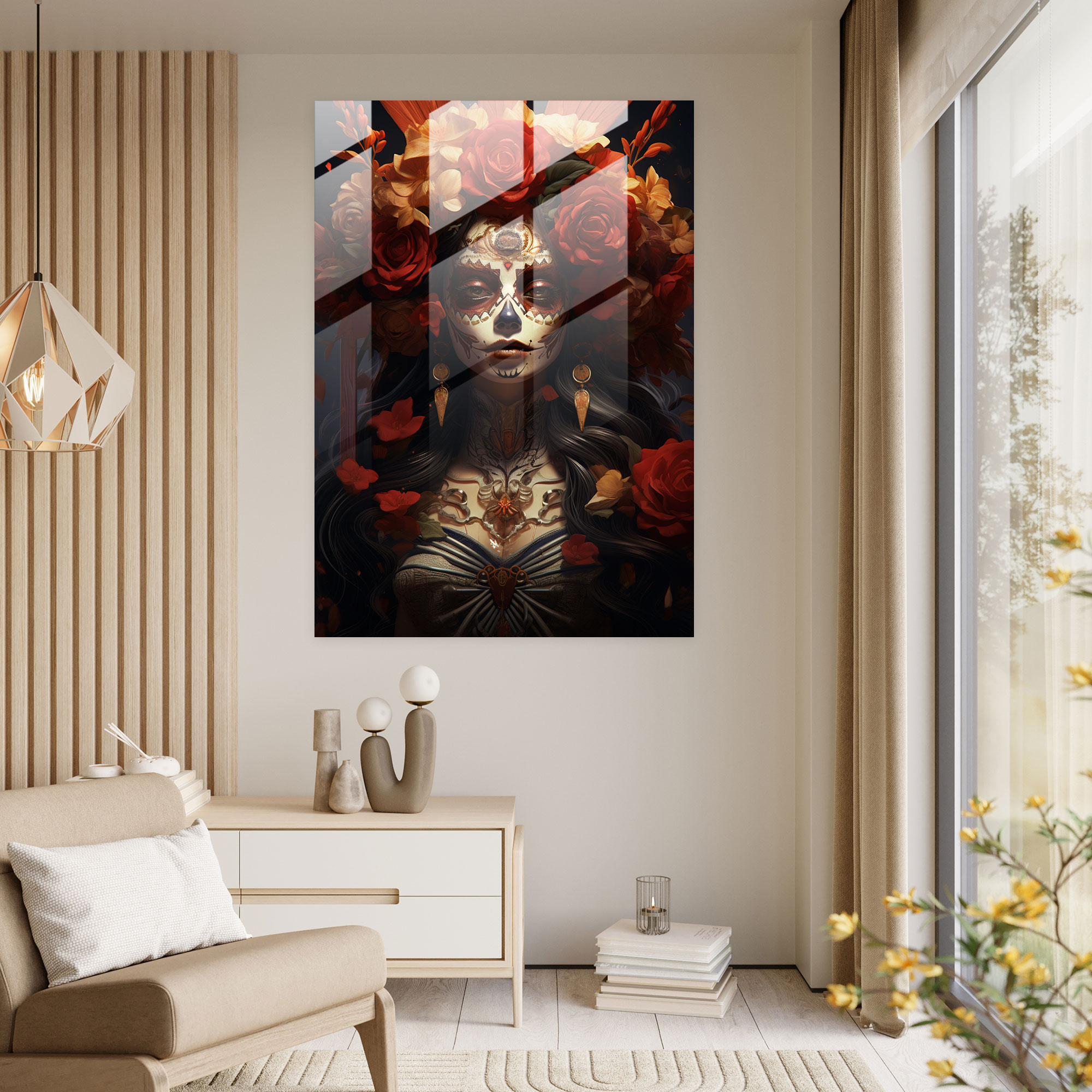 Los Muertos Modern Sanat - Canlı Kültür Duvar Dekorasyonu Cam Tablo
