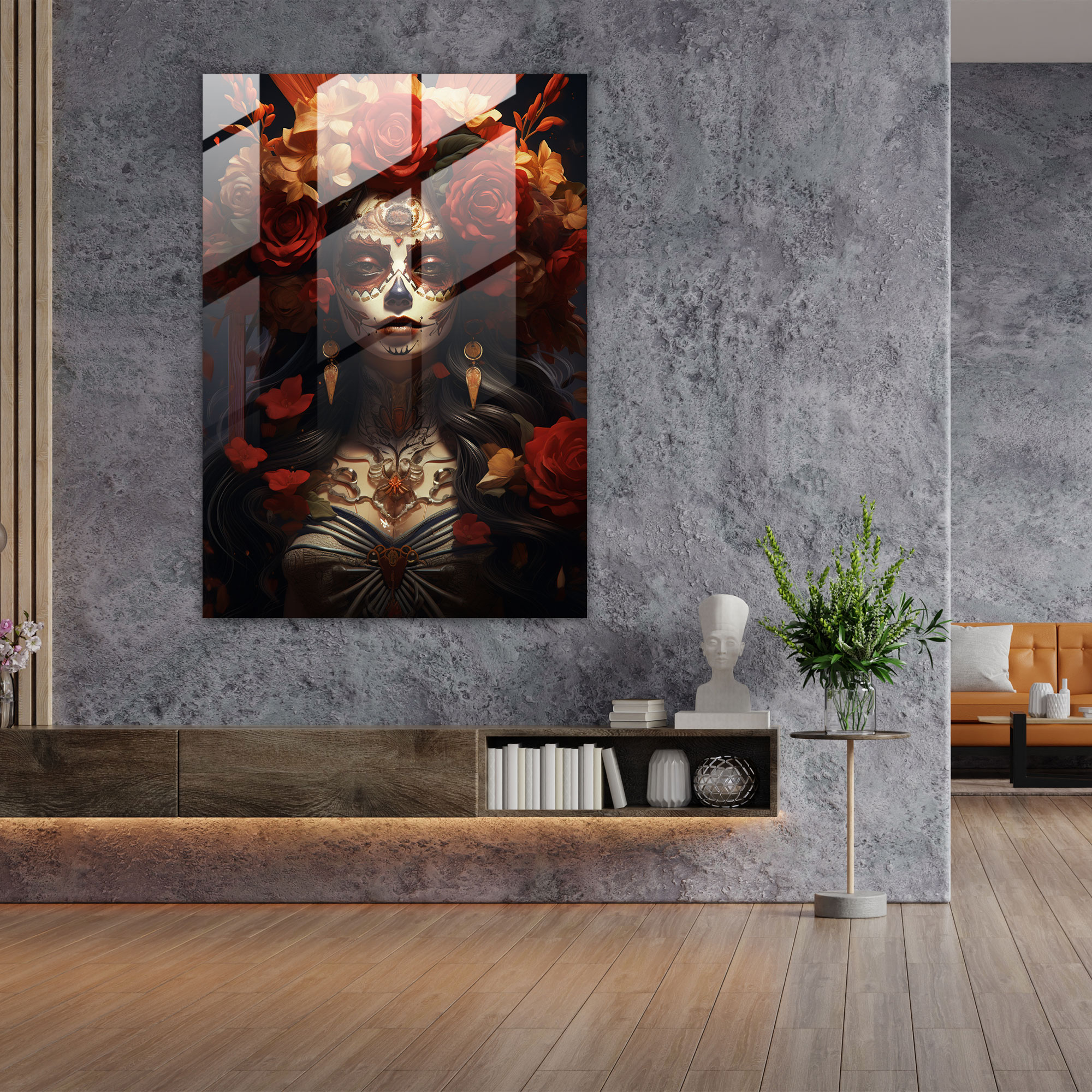 Los Muertos Modern Sanat - Canlı Kültür Duvar Dekorasyonu Cam Tablo