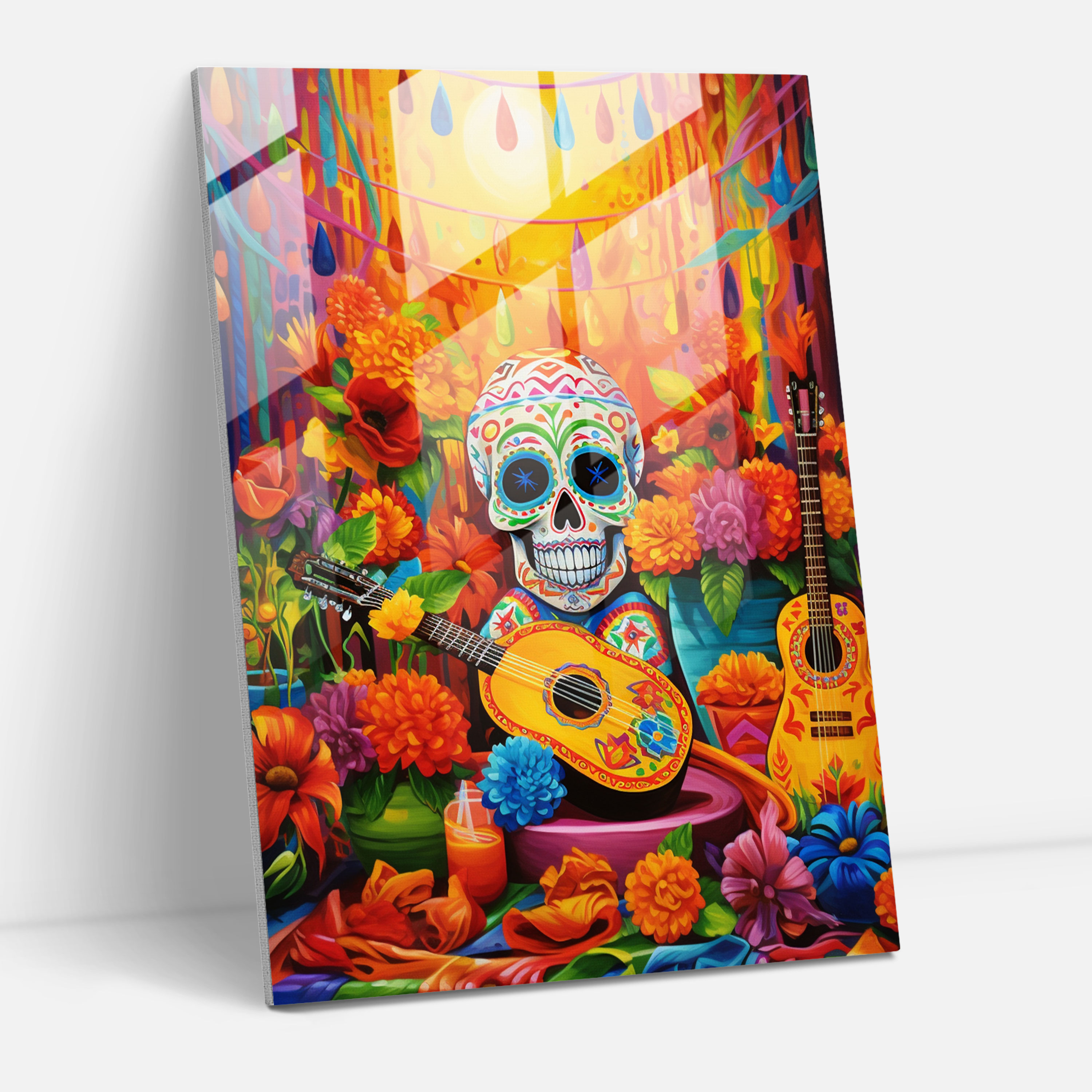 Los Muertos Wall Decoration - Los Muertos, Modern Art, Glass Wall Art, Papel Picado