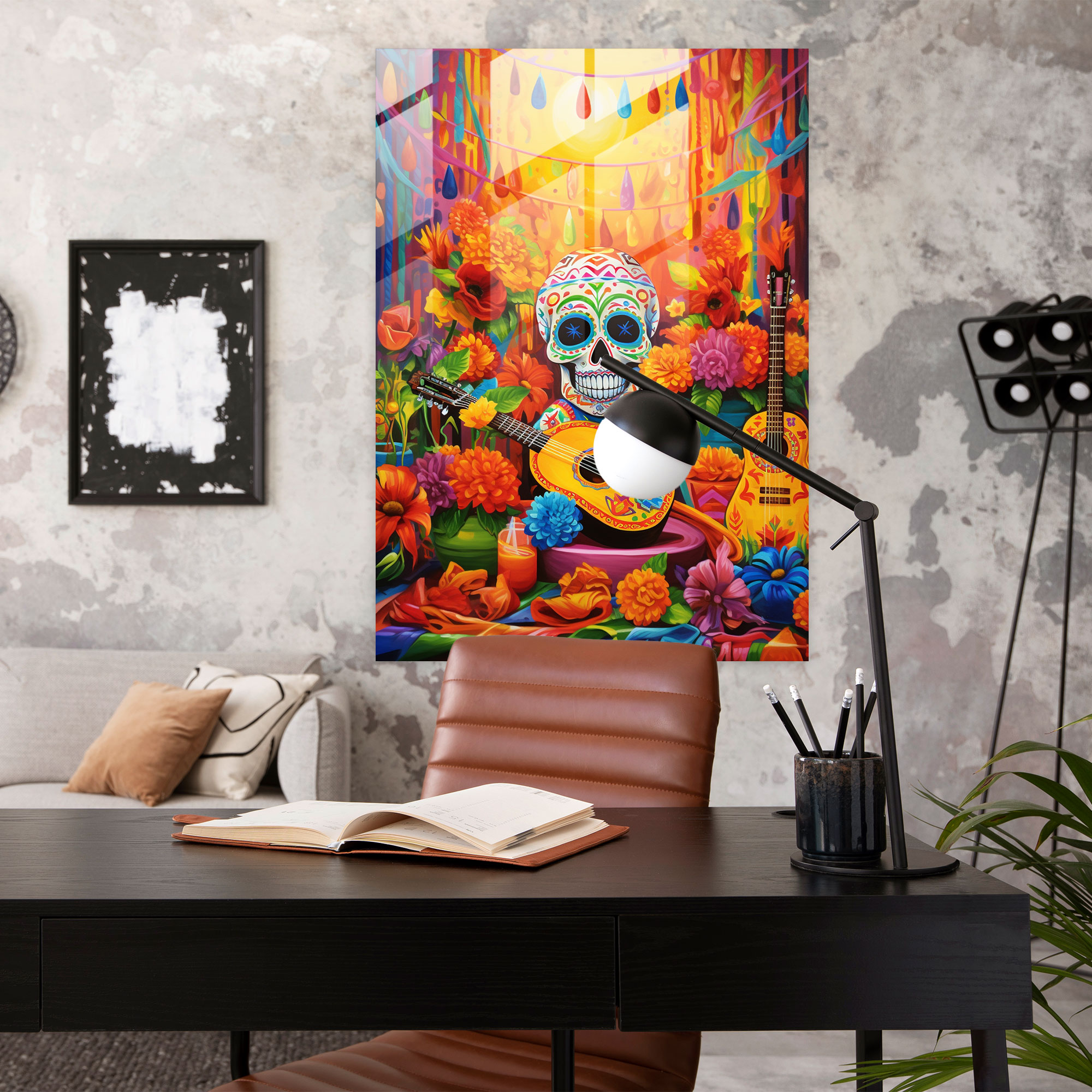 Los Muertos Wall Decoration - Los Muertos, Modern Art, Glass Wall Art, Papel Picado