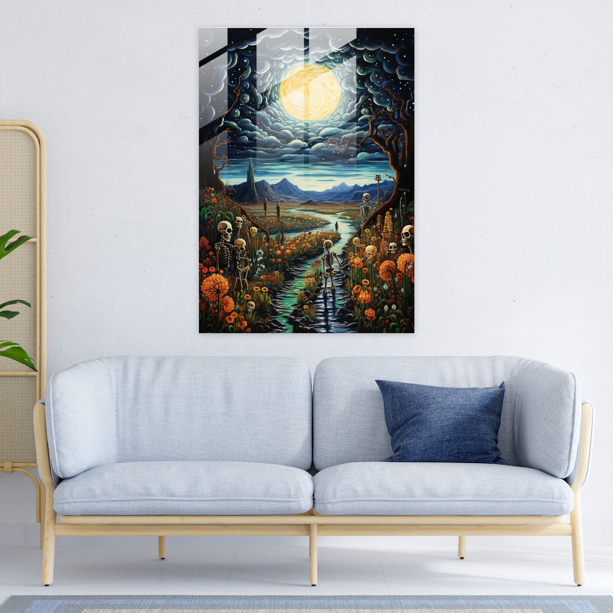 Los Muertos Home Decoration - Los Muertos, Moonlit Sky, Magic, Glass Art