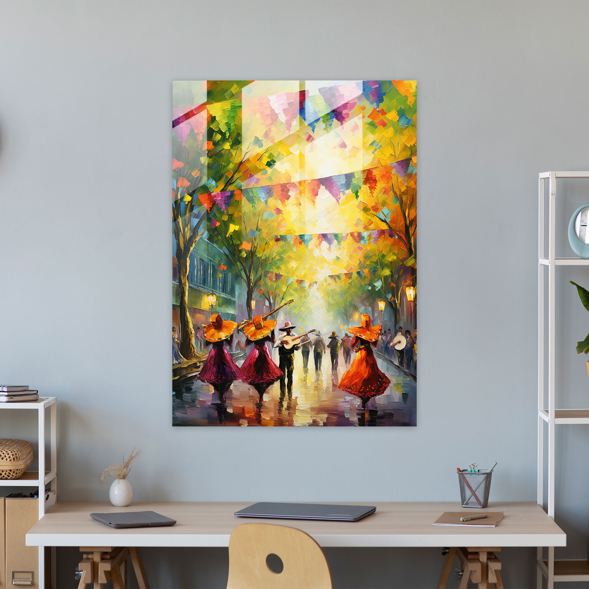 Los Muertos Modern Art - Los Muertos, Home Decoration, Joyous Atmosphere, Glass Wall Art