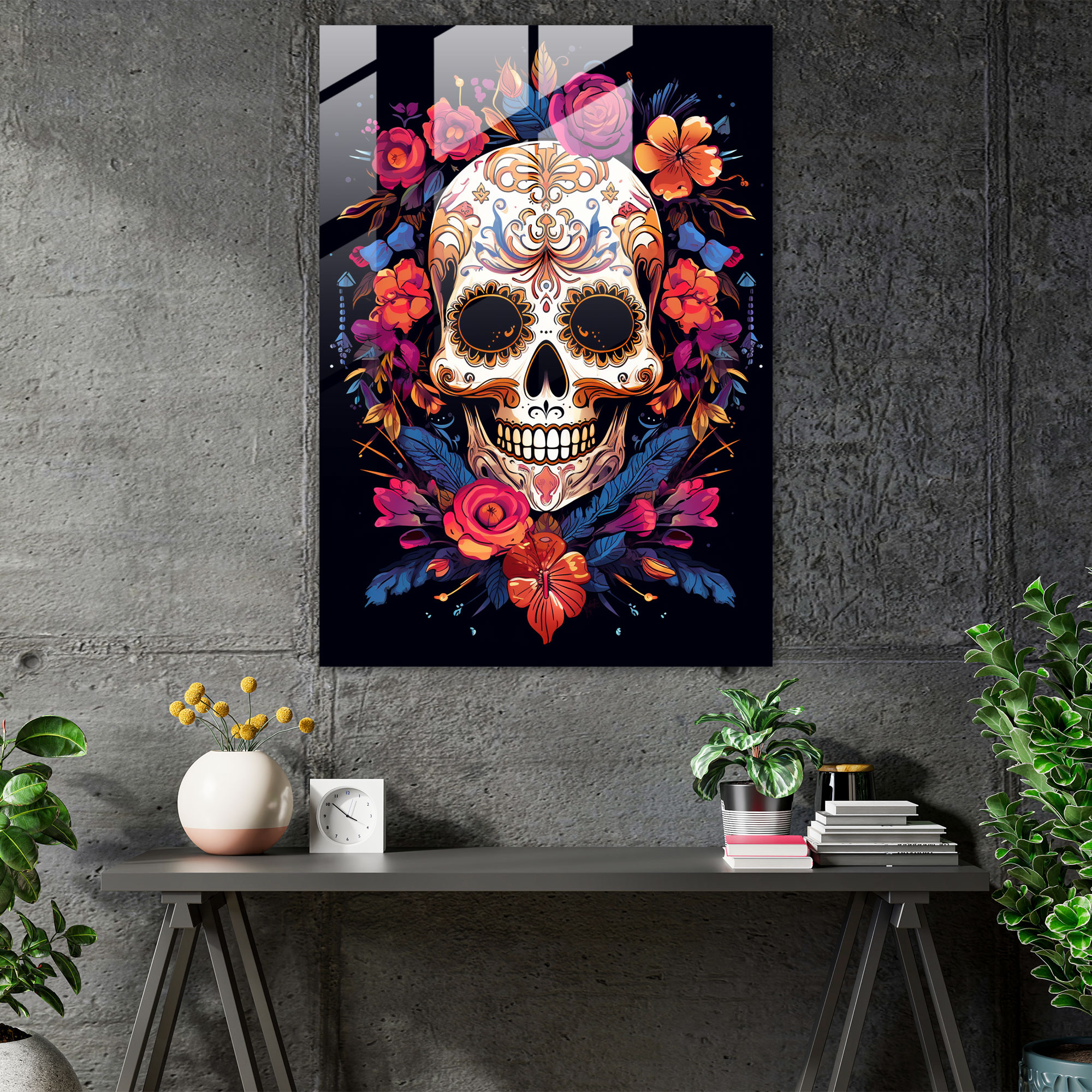 Los Muertos Duvar Dekorasyonu - Cam Tablo Ev Dekorasyonu Cam Sanatı