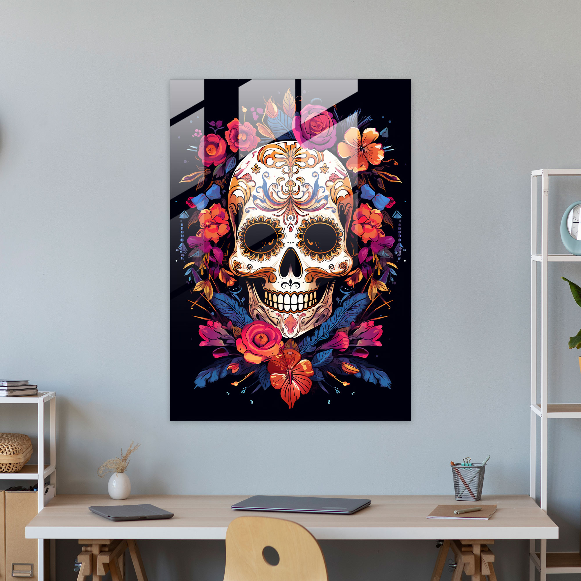 Los Muertos Duvar Dekorasyonu - Cam Tablo Ev Dekorasyonu Cam Sanatı