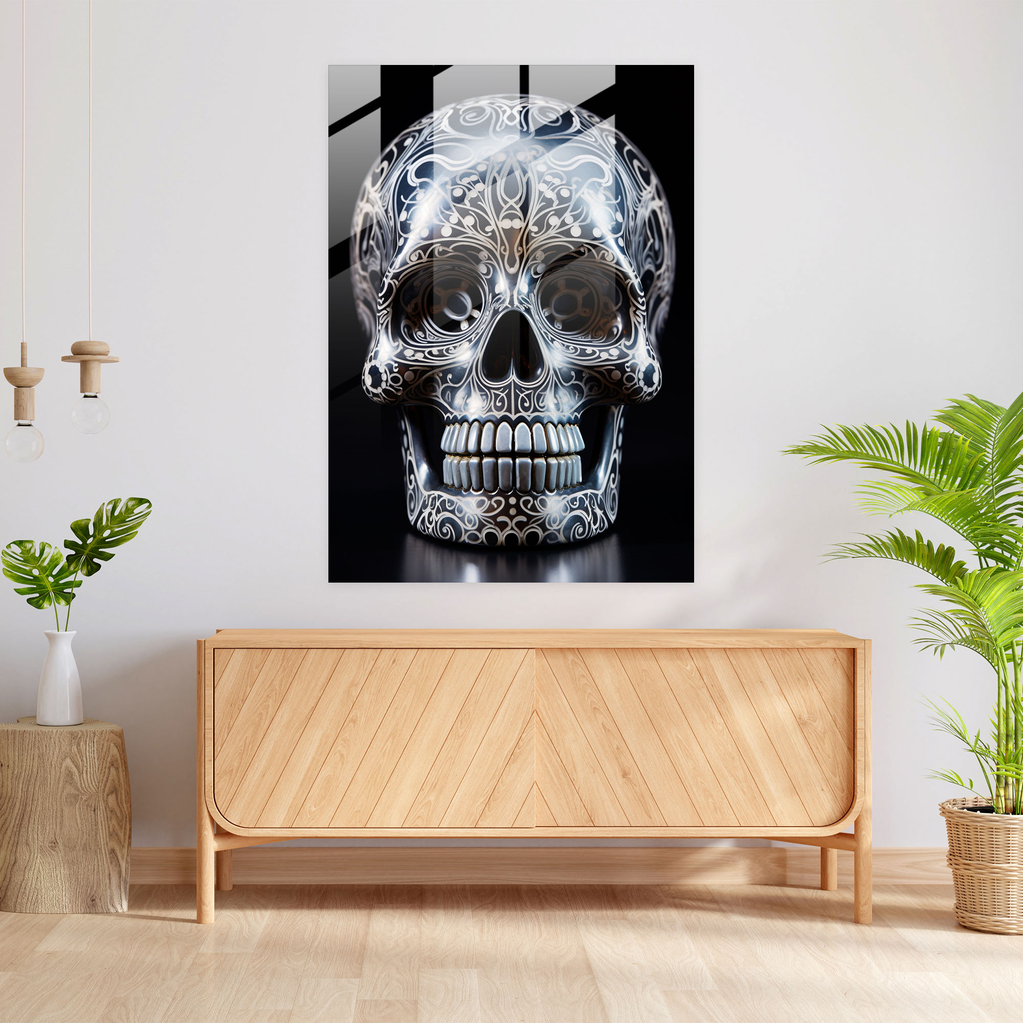 Los Muertos Cam Duvar Sanatı - İnce Detaylar ve Desenlerle Los Muertos Temalı Cam Duvar Sanatı