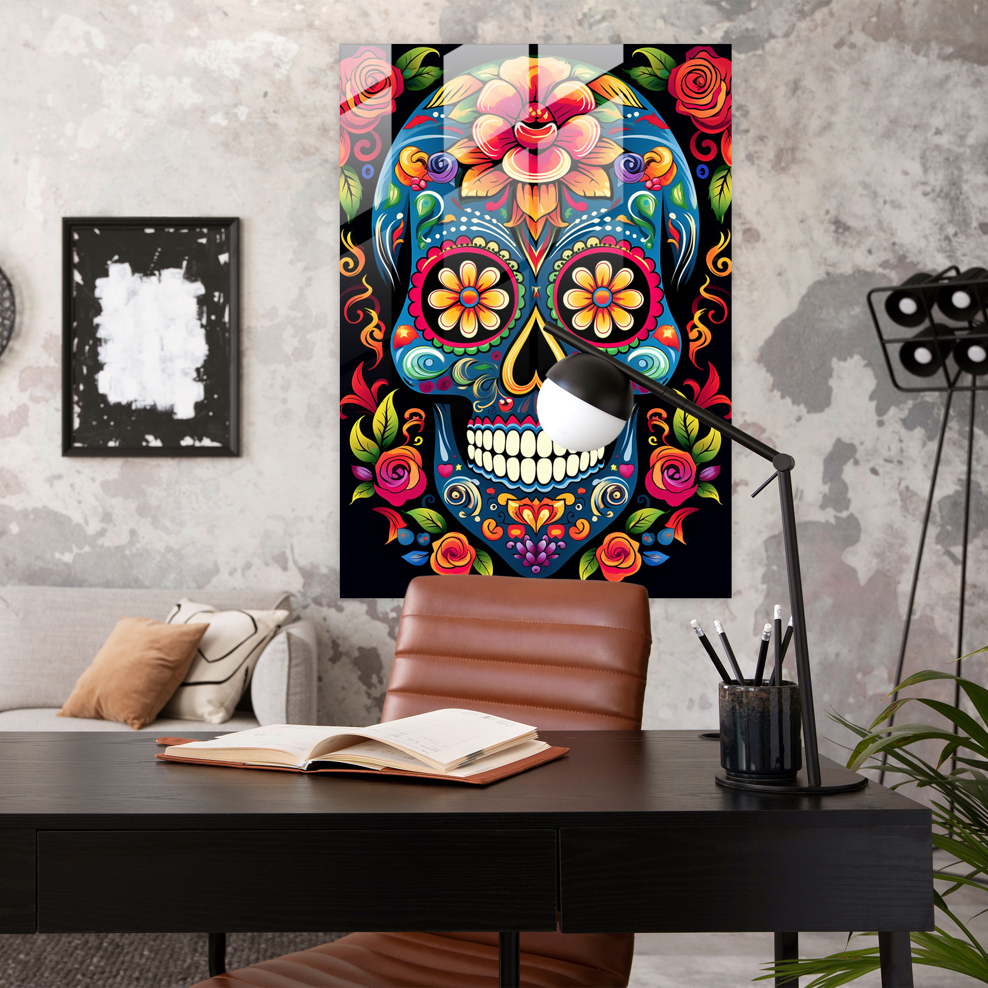 Los Muertos Glass Print - Los Muertos, Mexican Tradition, Glass Art, Wall Decoration