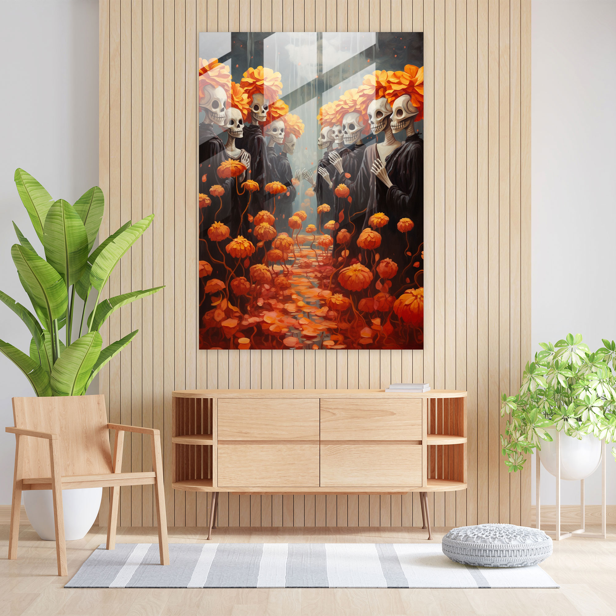 Ethereal Marigold Glass Print - Los Muertos, Los Muertos, Glass Print, Marigold Petals
