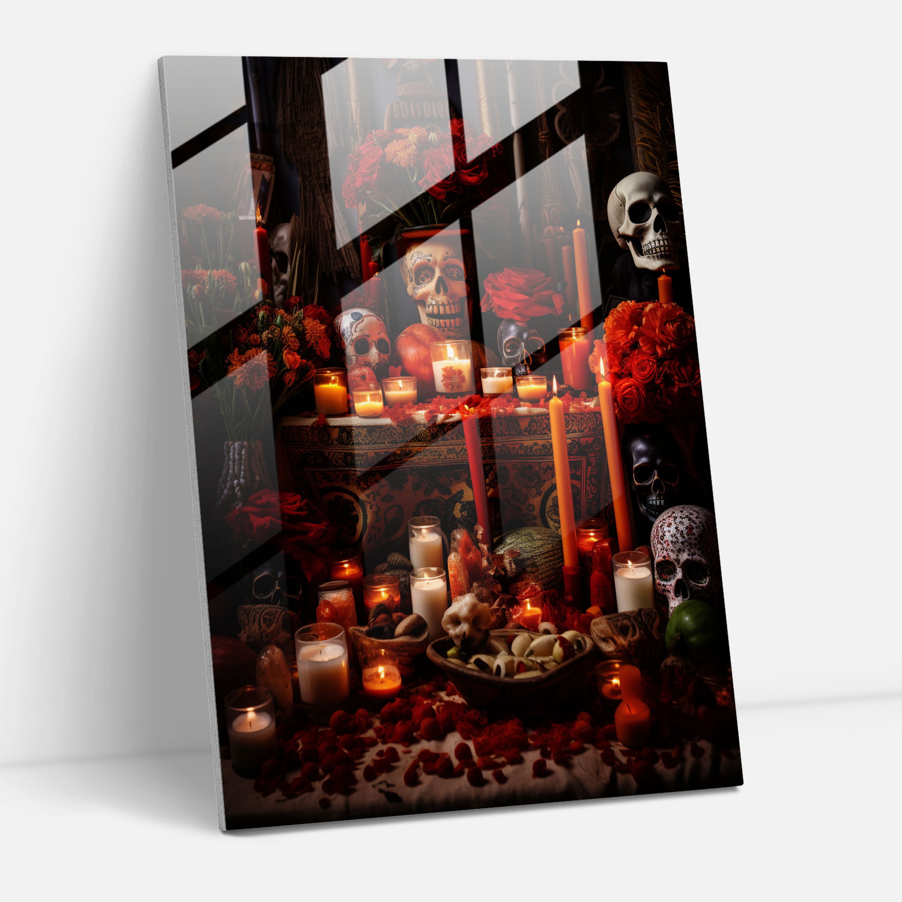Altar Remembrance Glass Print - Los Muertos, Spirituality, Glass Wall Art, Glass Art