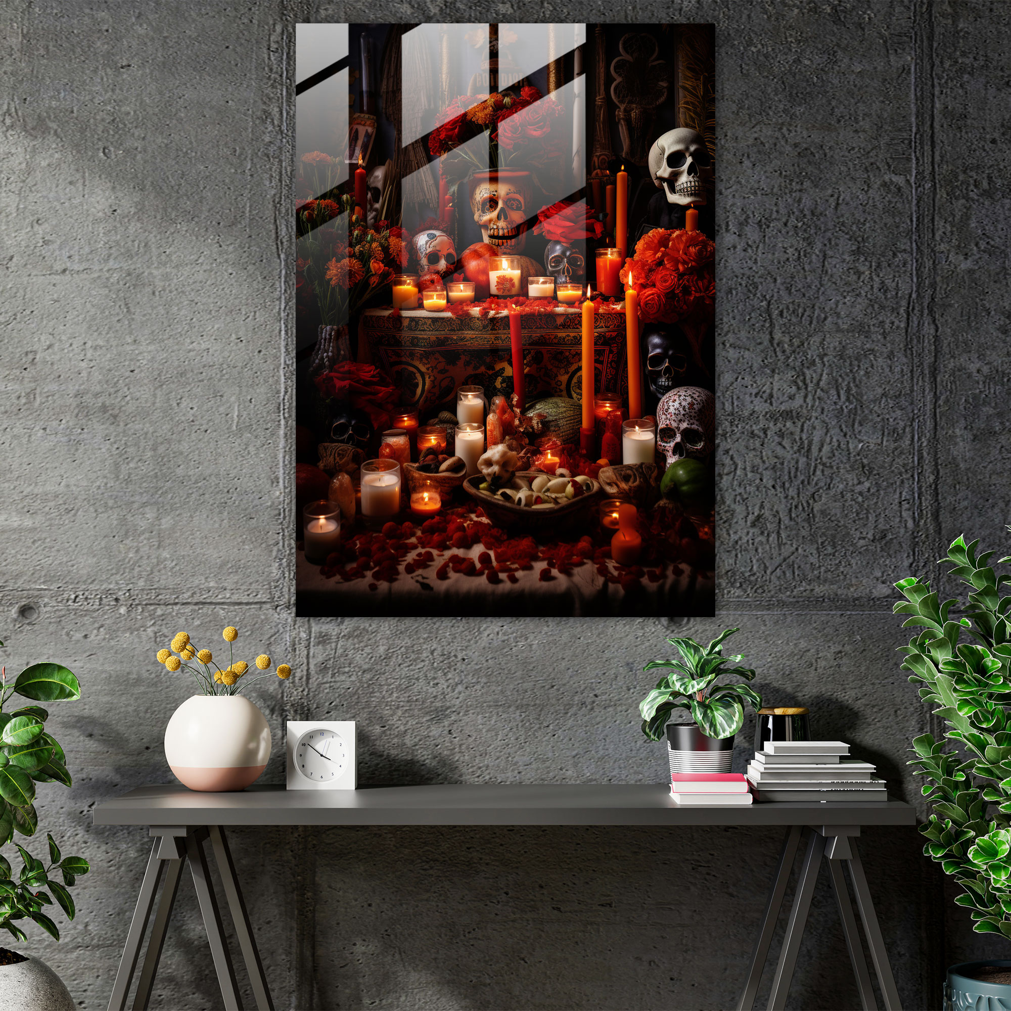 Altar Remembrance Glass Print - Los Muertos, Spirituality, Glass Wall Art, Glass Art