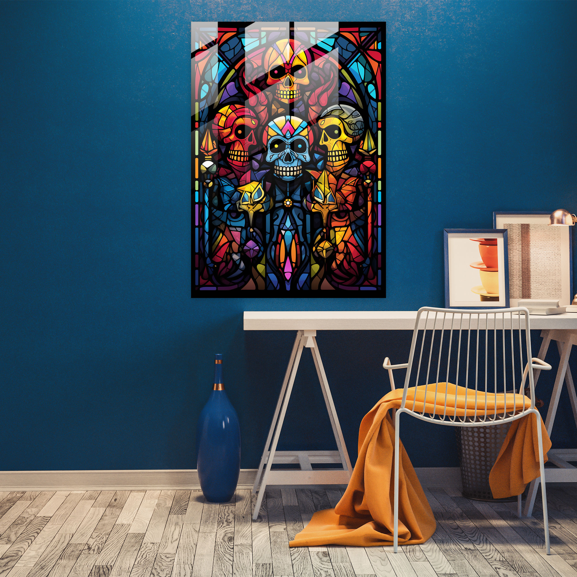 Los Muertos Modern Sanat - Los Muertos Cam Sanatı Cam Duvar Sanatı Vitray Esintili