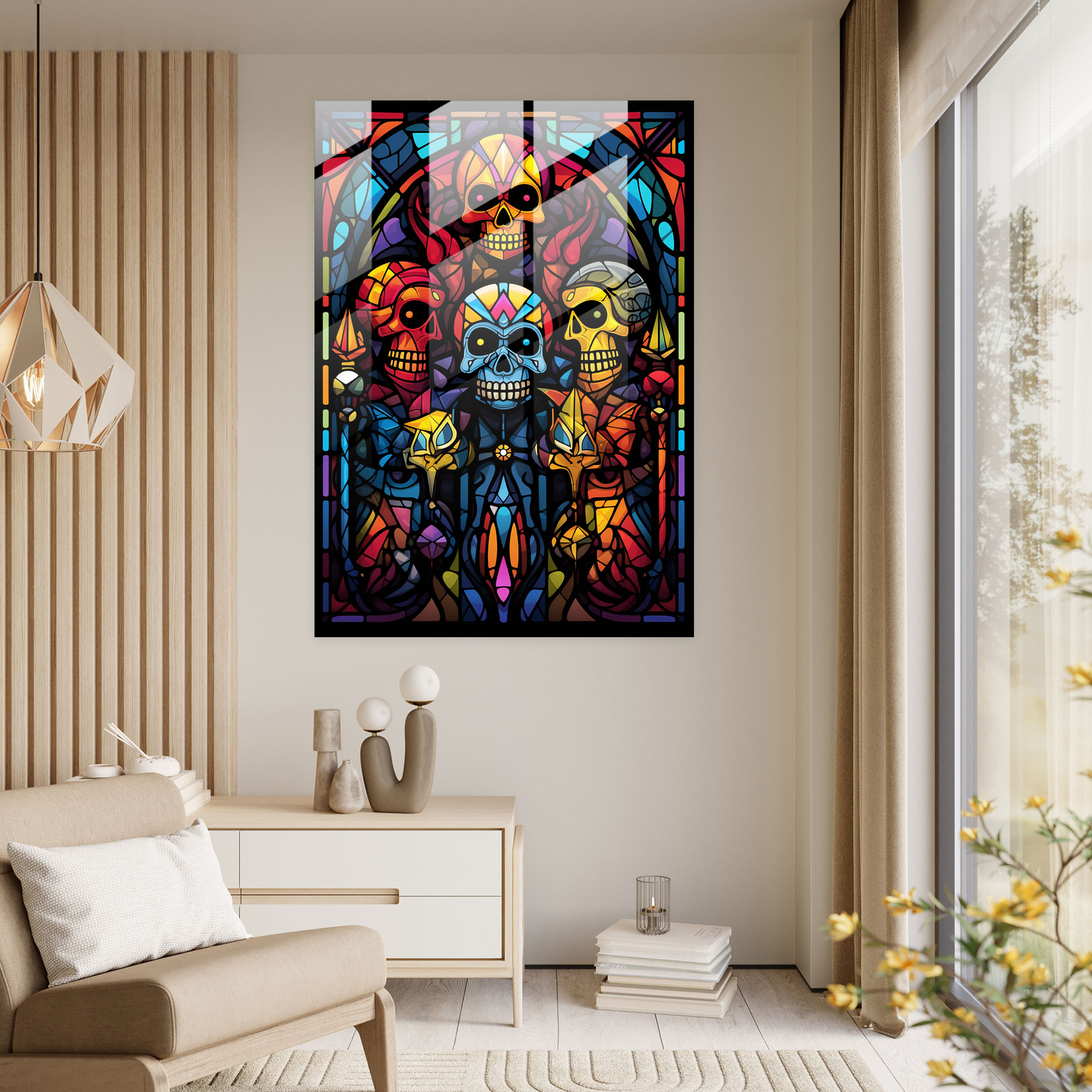 Los Muertos Modern Sanat - Los Muertos Cam Sanatı Cam Duvar Sanatı Vitray Esintili