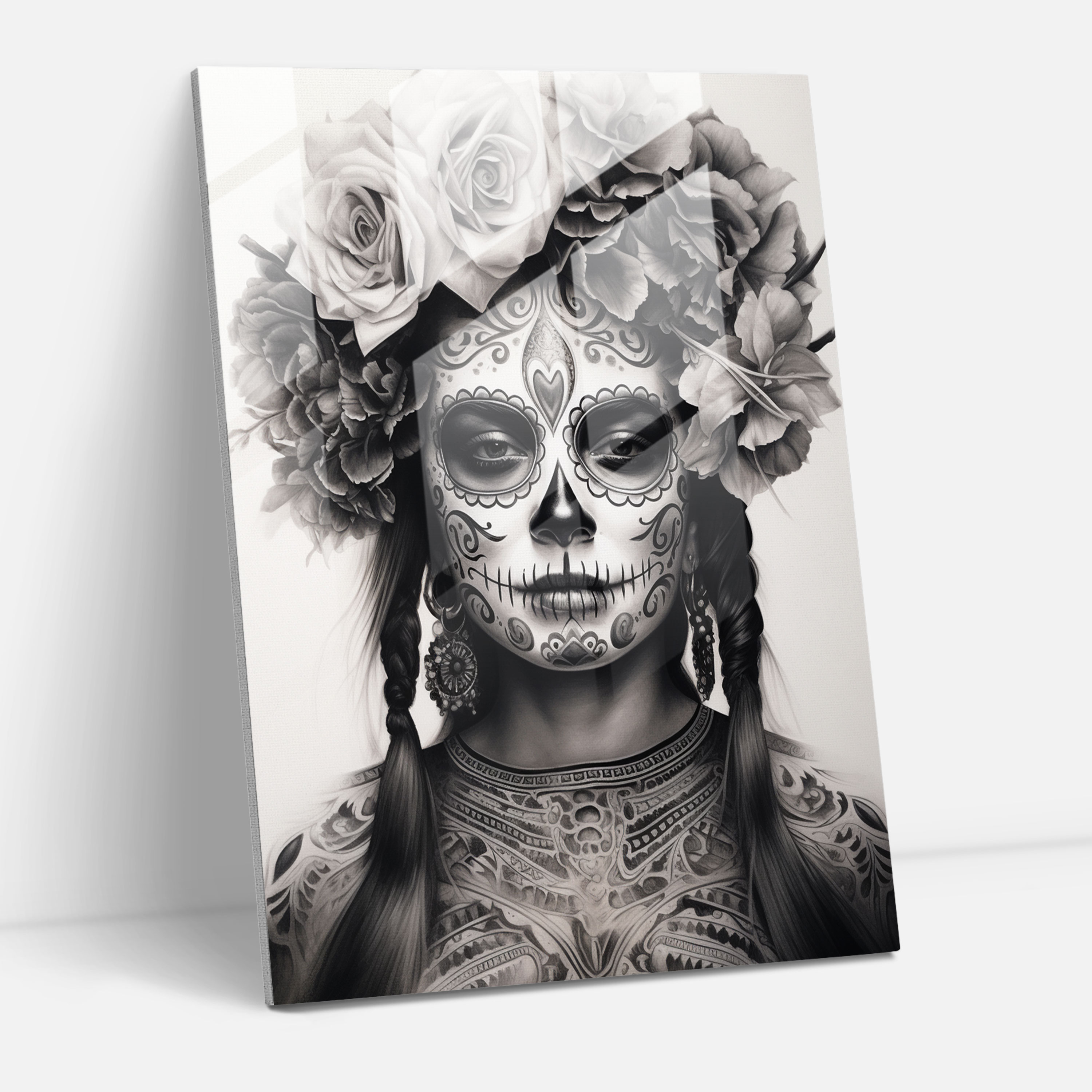Los Muertos Wall Decoration - Los Muertos, Realistic Charcoal Drawing, Los Muertos, Tradition