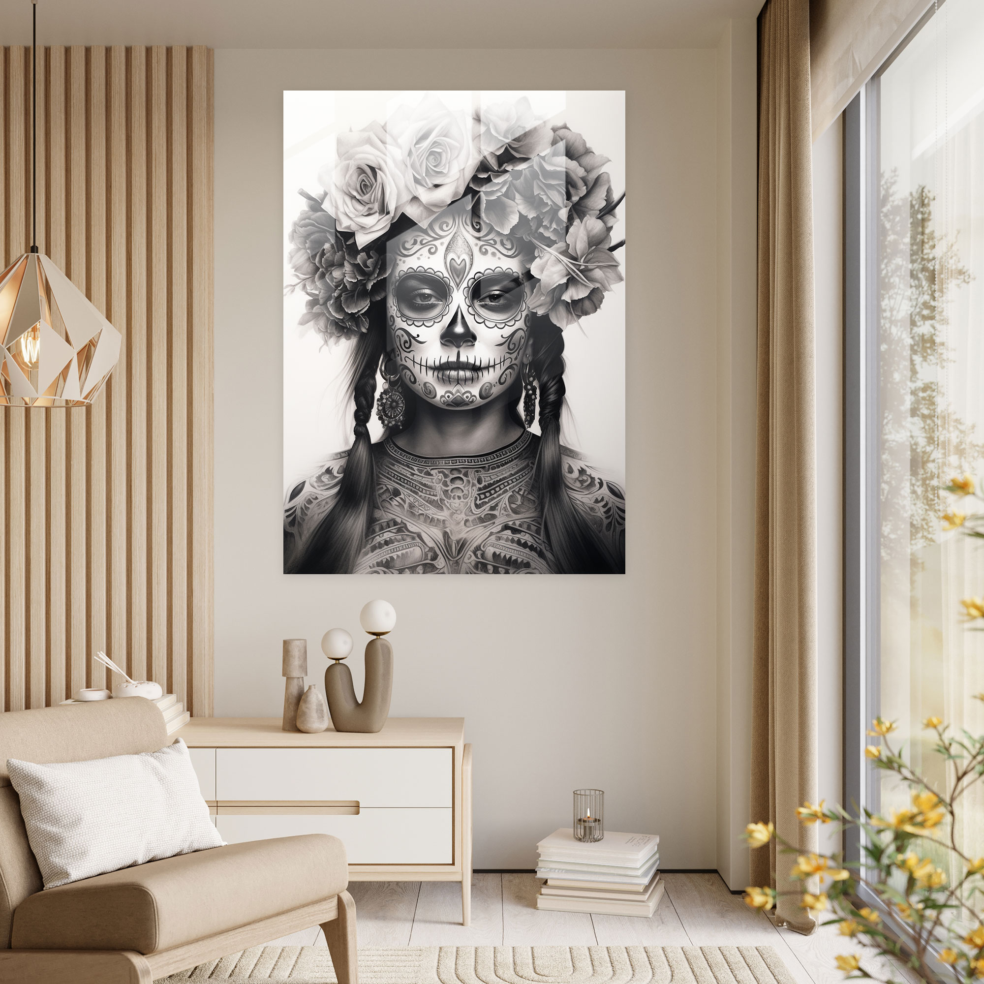 Los Muertos Wall Decoration - Los Muertos, Realistic Charcoal Drawing, Los Muertos, Tradition