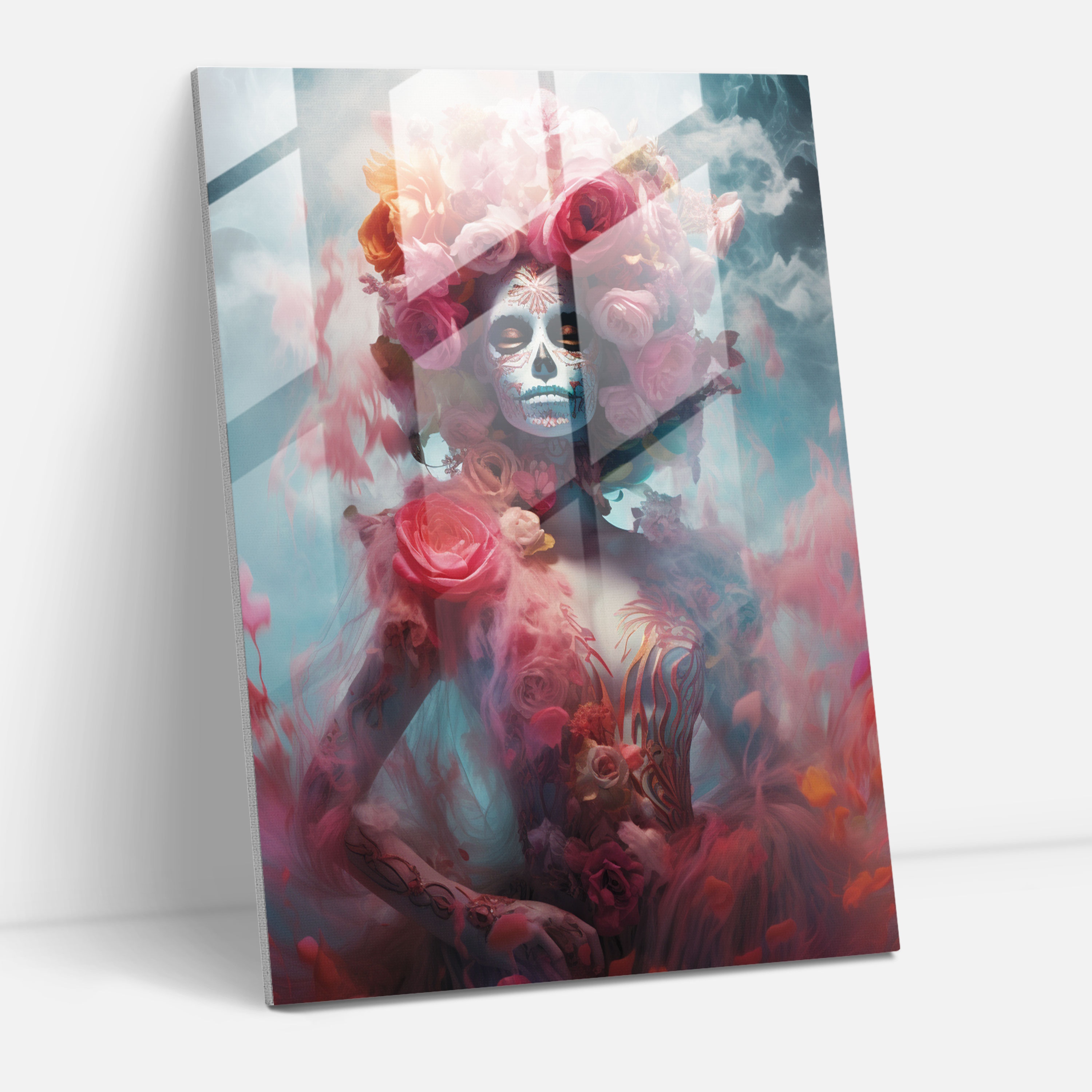 Mystical Catrina Glass Print - Los Muertos, Home Decoration, Intrigue, Glass Wall Art