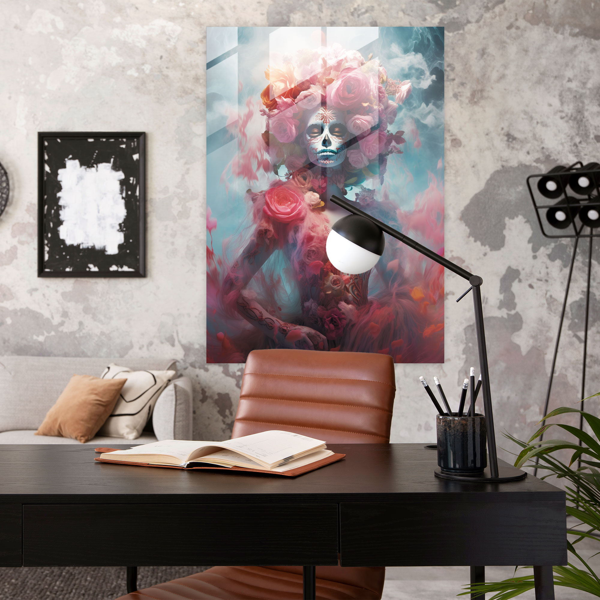 Mystical Catrina Glass Print - Los Muertos, Home Decoration, Intrigue, Glass Wall Art