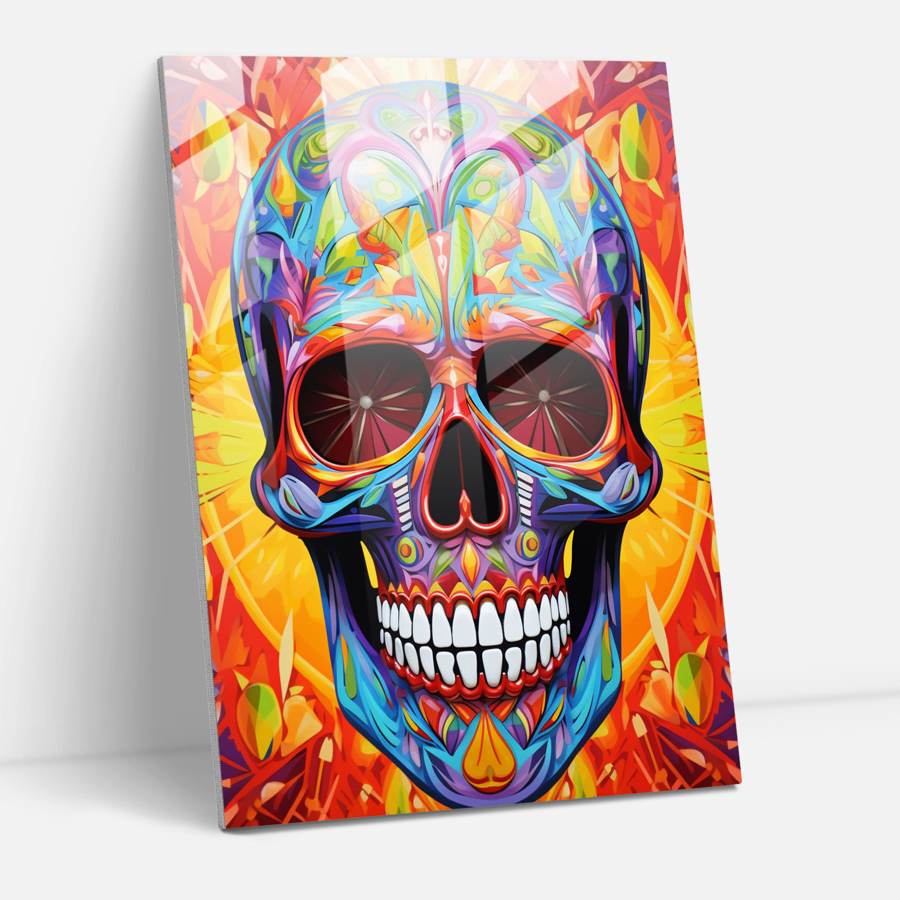 Colorful Calavera Glass Print - Los Muertos, Glass Print, Contemporary, Focal Point