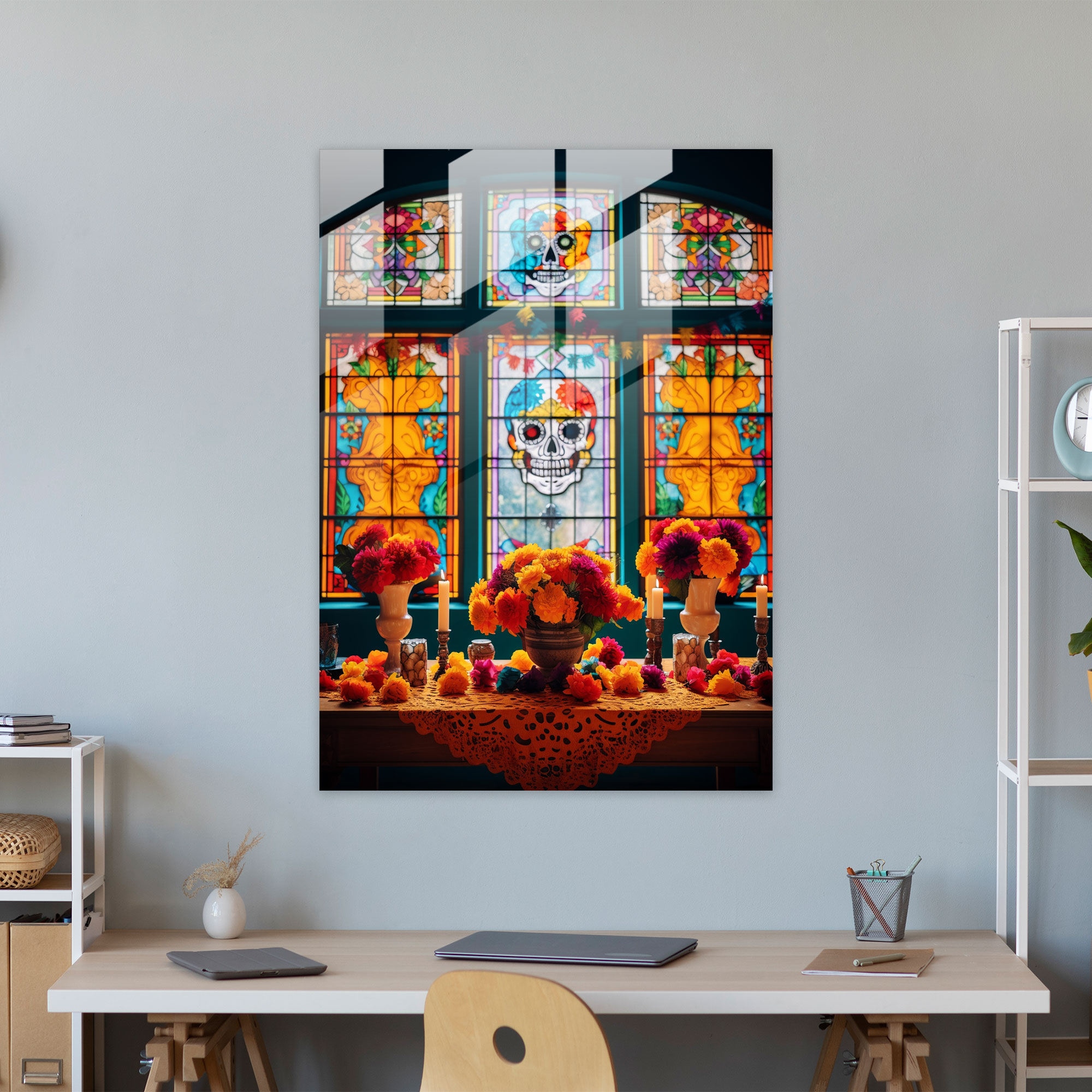 Dia De Los Muertos Glass Print - Los Muertos, Wall Decoration, Festive, Dia De Los Muertos