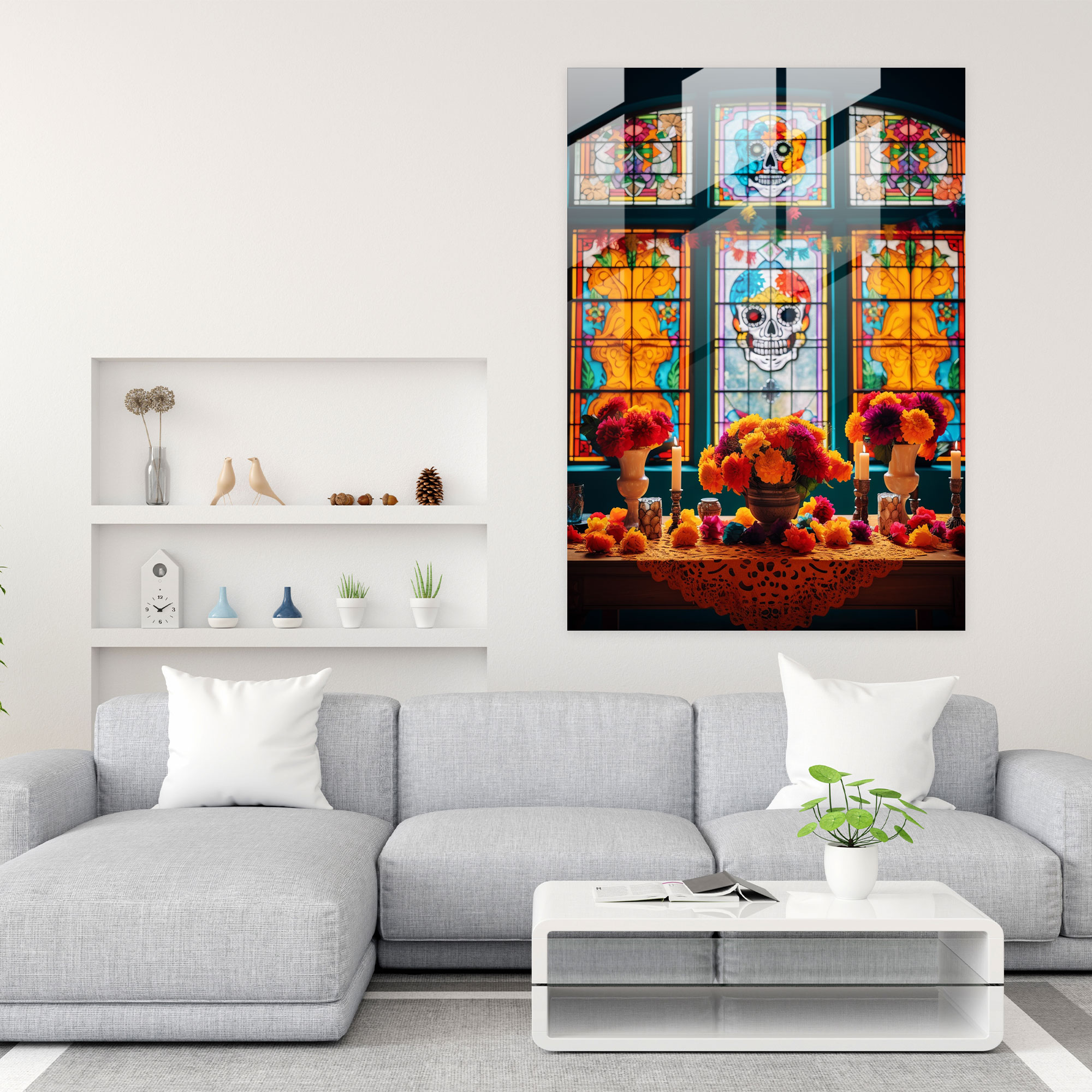 Dia De Los Muertos Glass Print - Los Muertos, Wall Decoration, Festive, Dia De Los Muertos