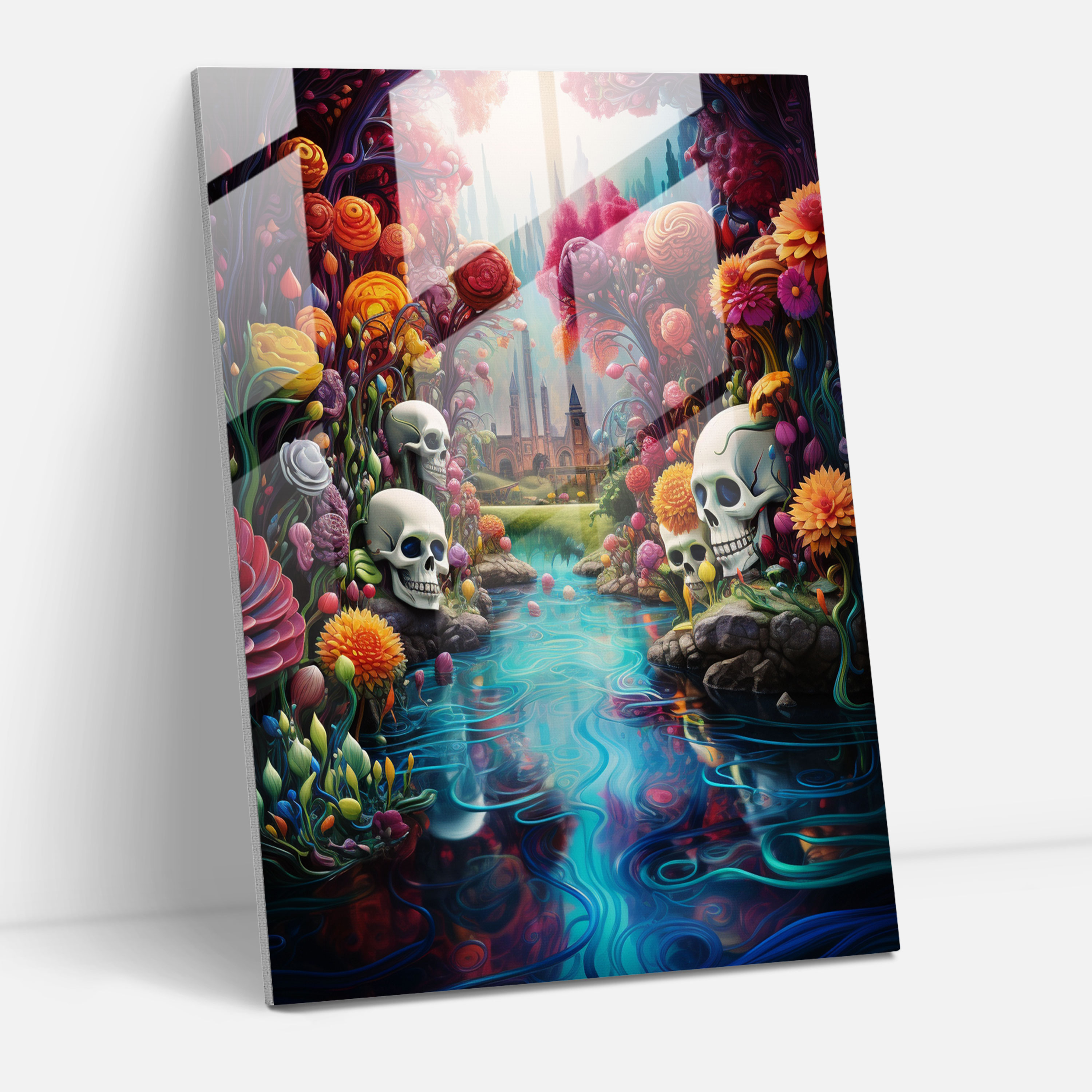 Day Of The Dead Glass Wall Art - Los Muertos, Wall Decoration, Glass Print, Skull-Faced Figures