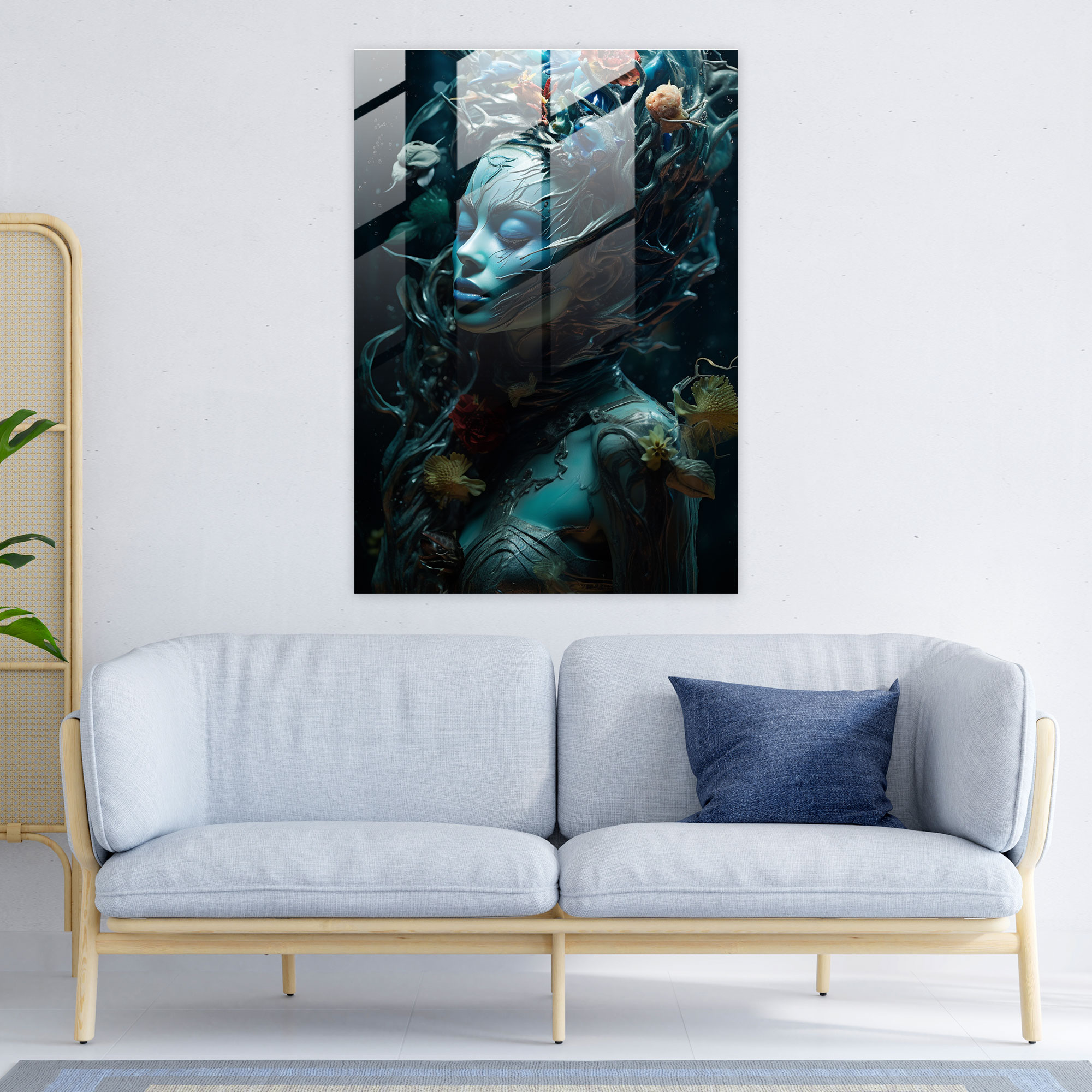 Underwater Mermaid Glass Print - Los Muertos, Los Muertos, Wall Decoration, Home Decoration