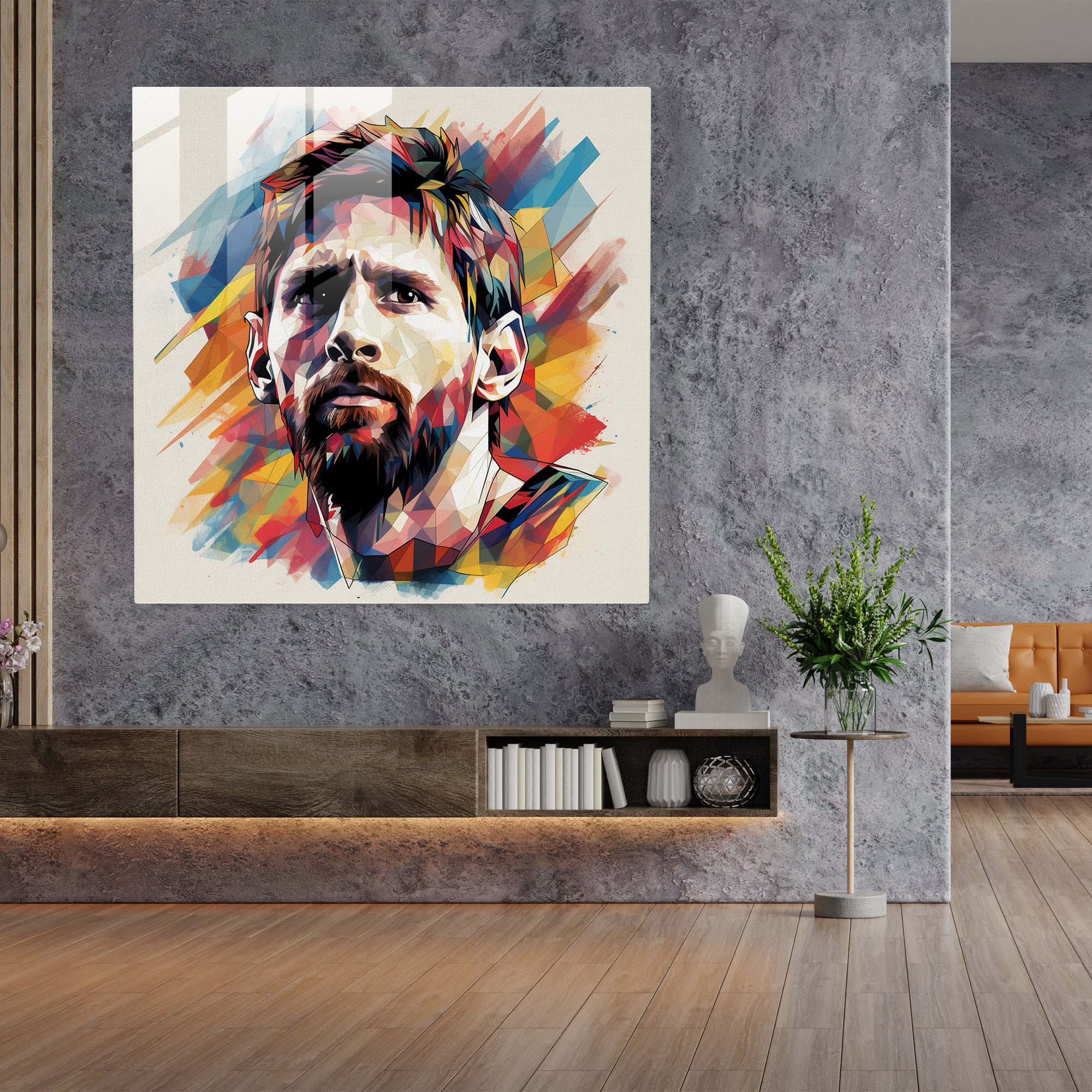 Lionel Messi Contemporary Glass Print - Lionel Messi, Creativity, Home Decoration, Glass Art