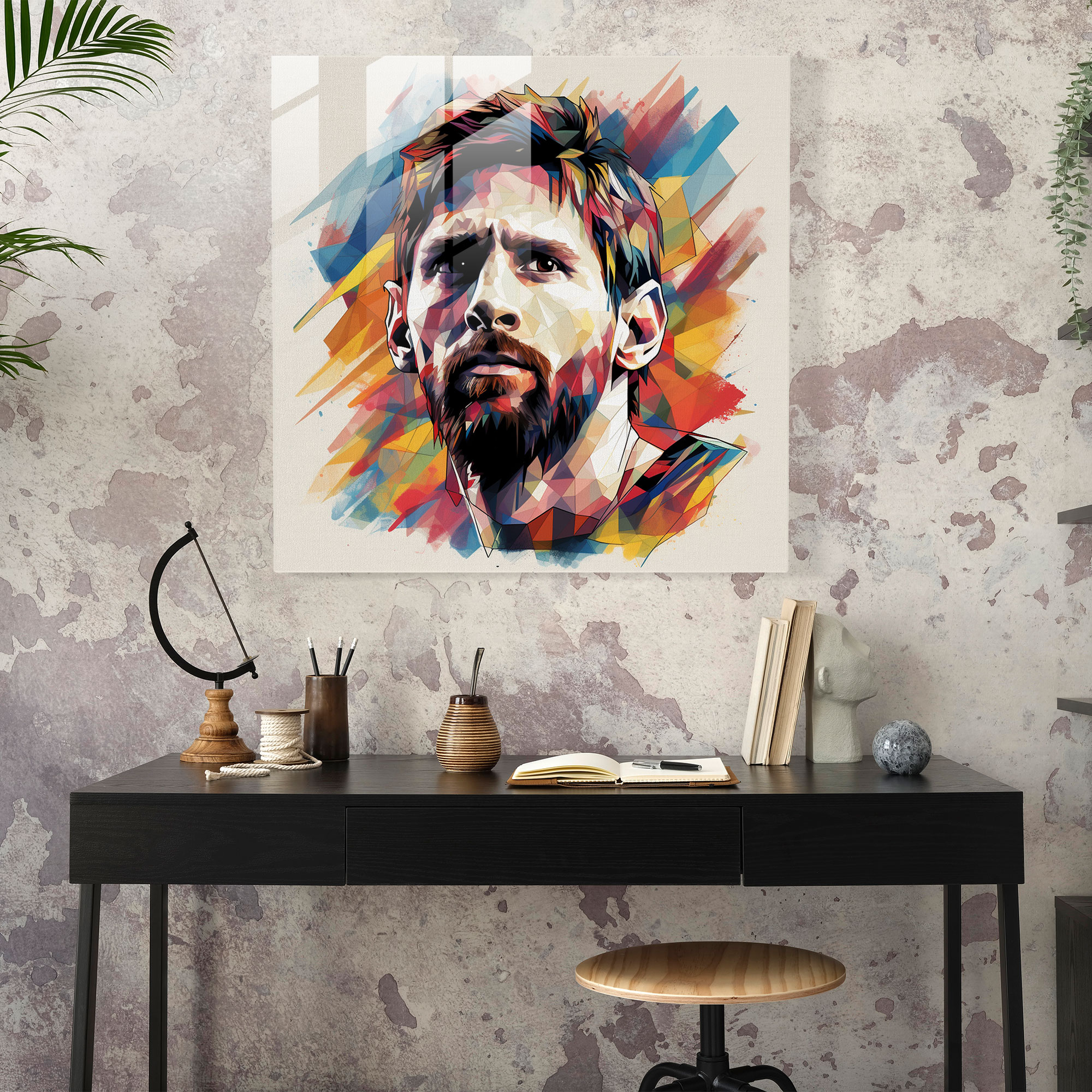 Lionel Messi Contemporary Glass Print - Lionel Messi, Creativity, Home Decoration, Glass Art