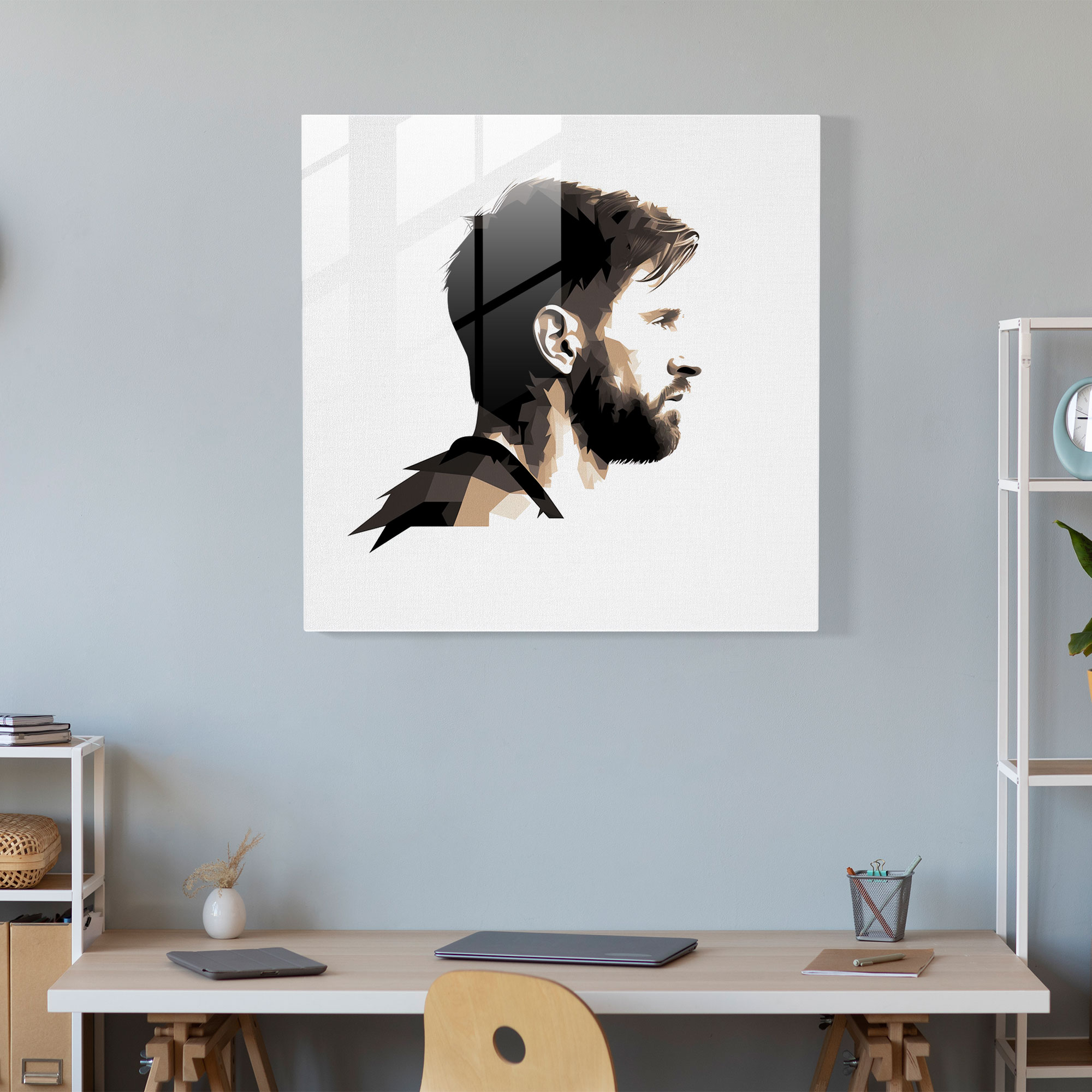 Minimalistisches Messi Glasbild - Lionel Messi Moderne Kunst Glas Wanddekoration