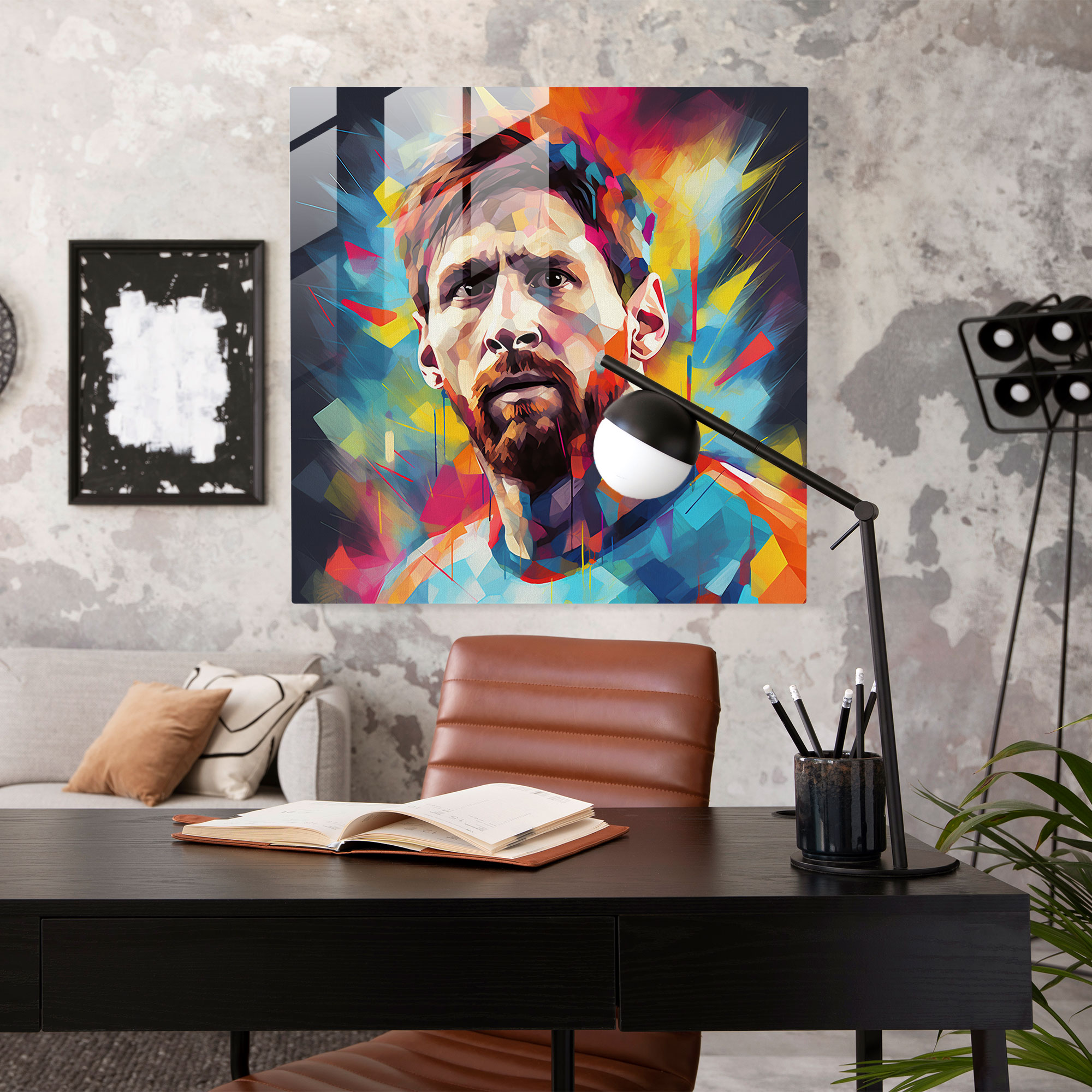 Pop Art Glass Print - Lionel Messi Icon - Lionel Messi, Home Decoration, Glass Wall Art, Wall Decoration