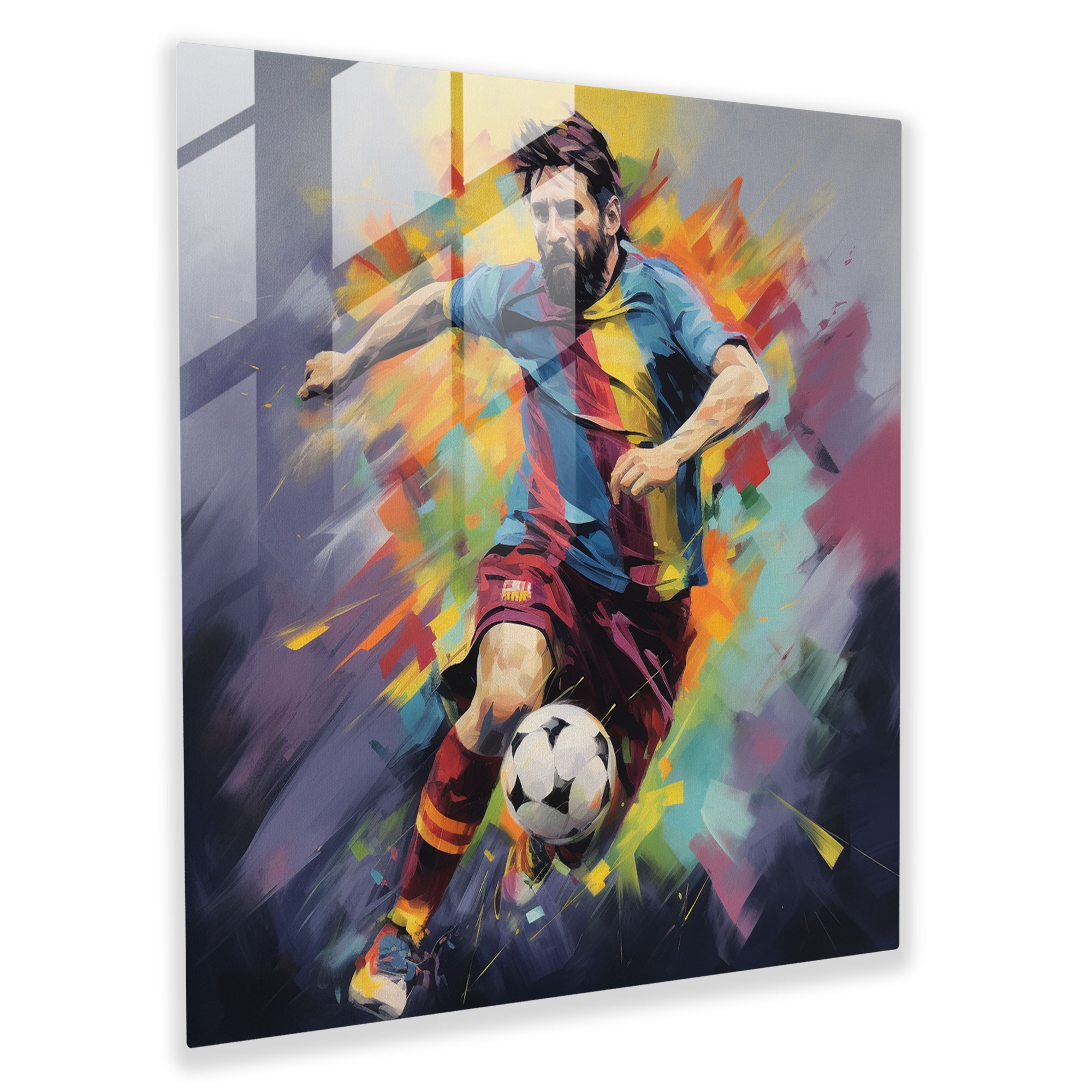 Impressionist Glass Print - Lionel Messi In Motion - Lionel Messi, Lionel Messi, Wall Decoration, Glass Wall Art