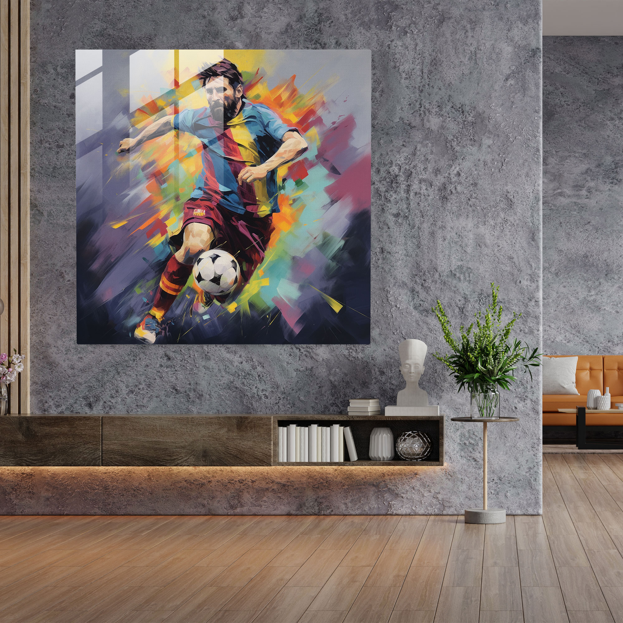 Impressionist Glass Print - Lionel Messi In Motion - Lionel Messi, Lionel Messi, Wall Decoration, Glass Wall Art