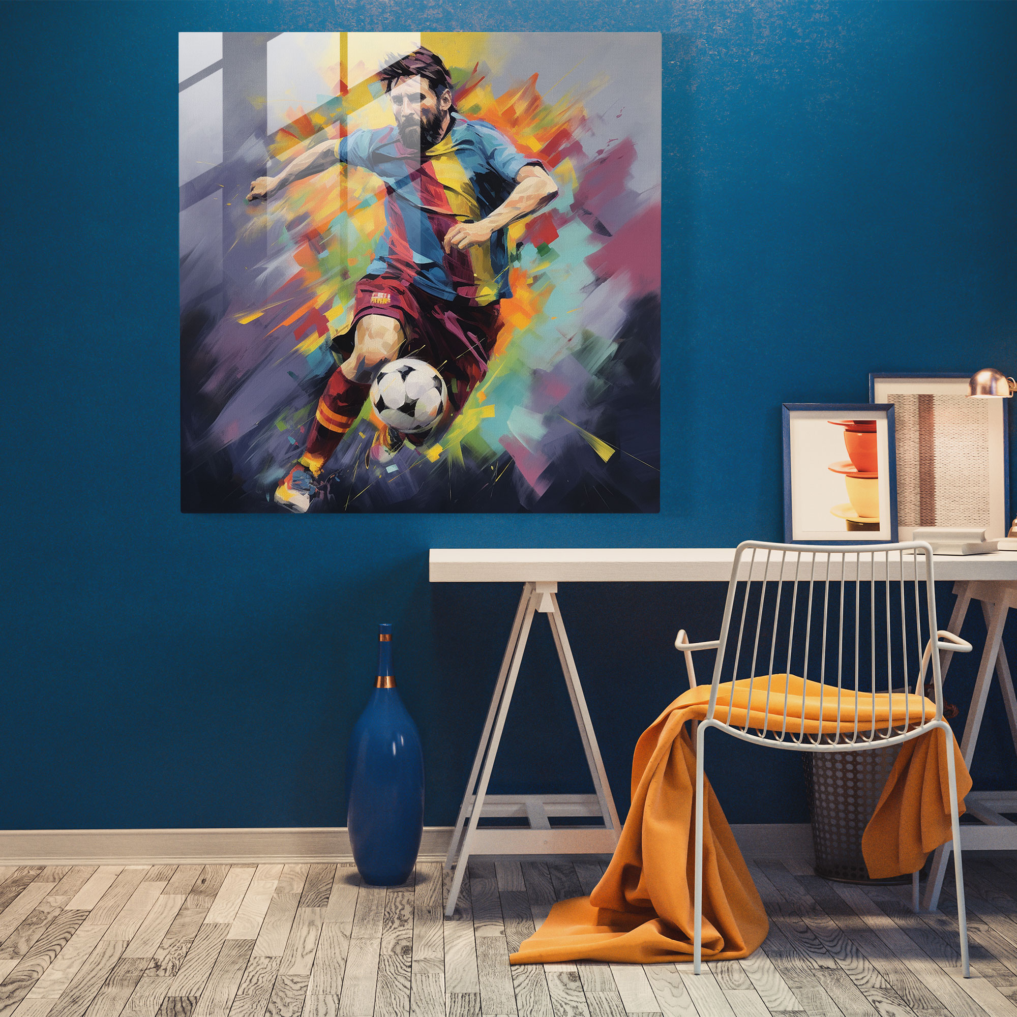 Impressionist Glass Print - Lionel Messi In Motion - Lionel Messi, Lionel Messi, Wall Decoration, Glass Wall Art