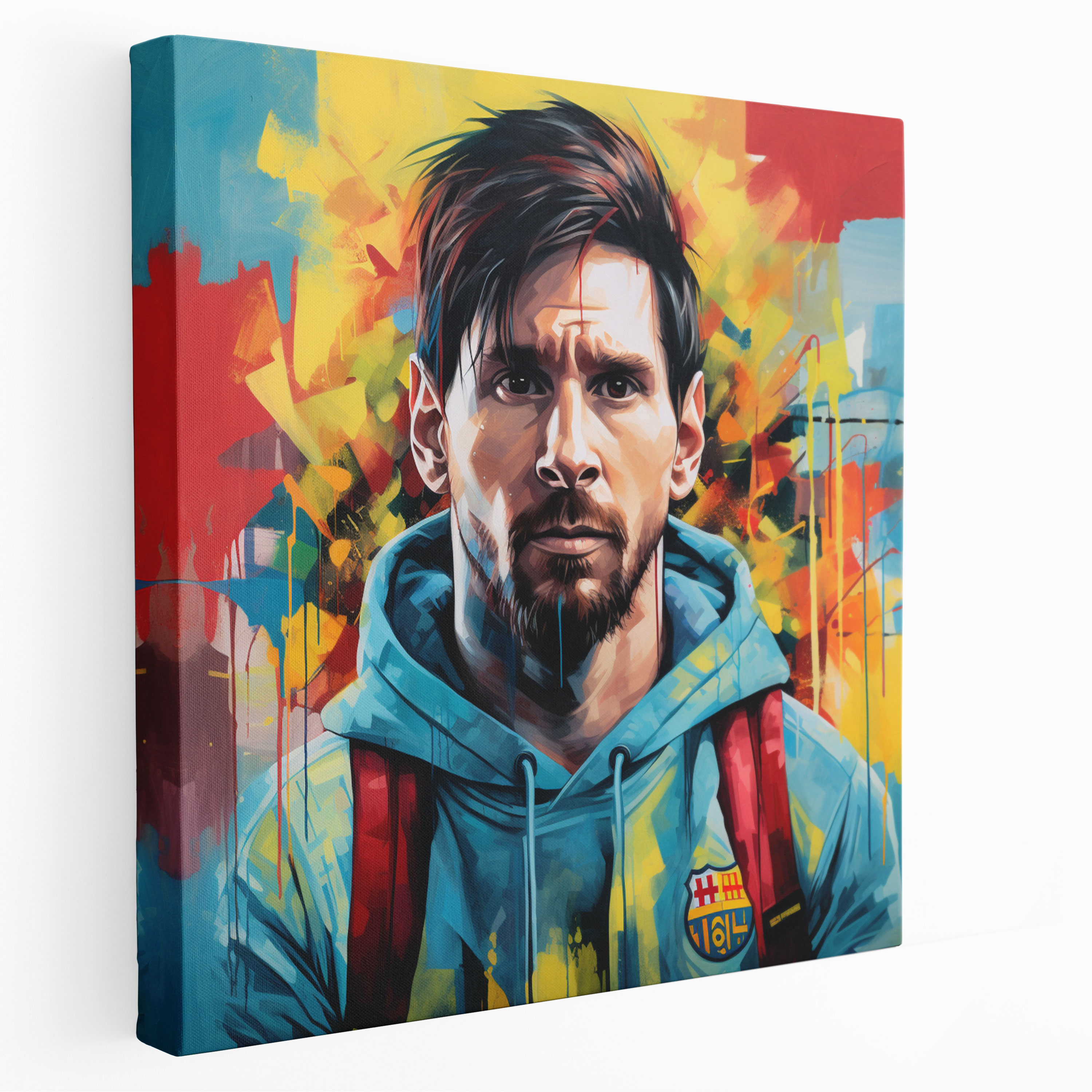 Lionel Messi Graffiti Wanddekoration - Leinwandbild Wandkunst
